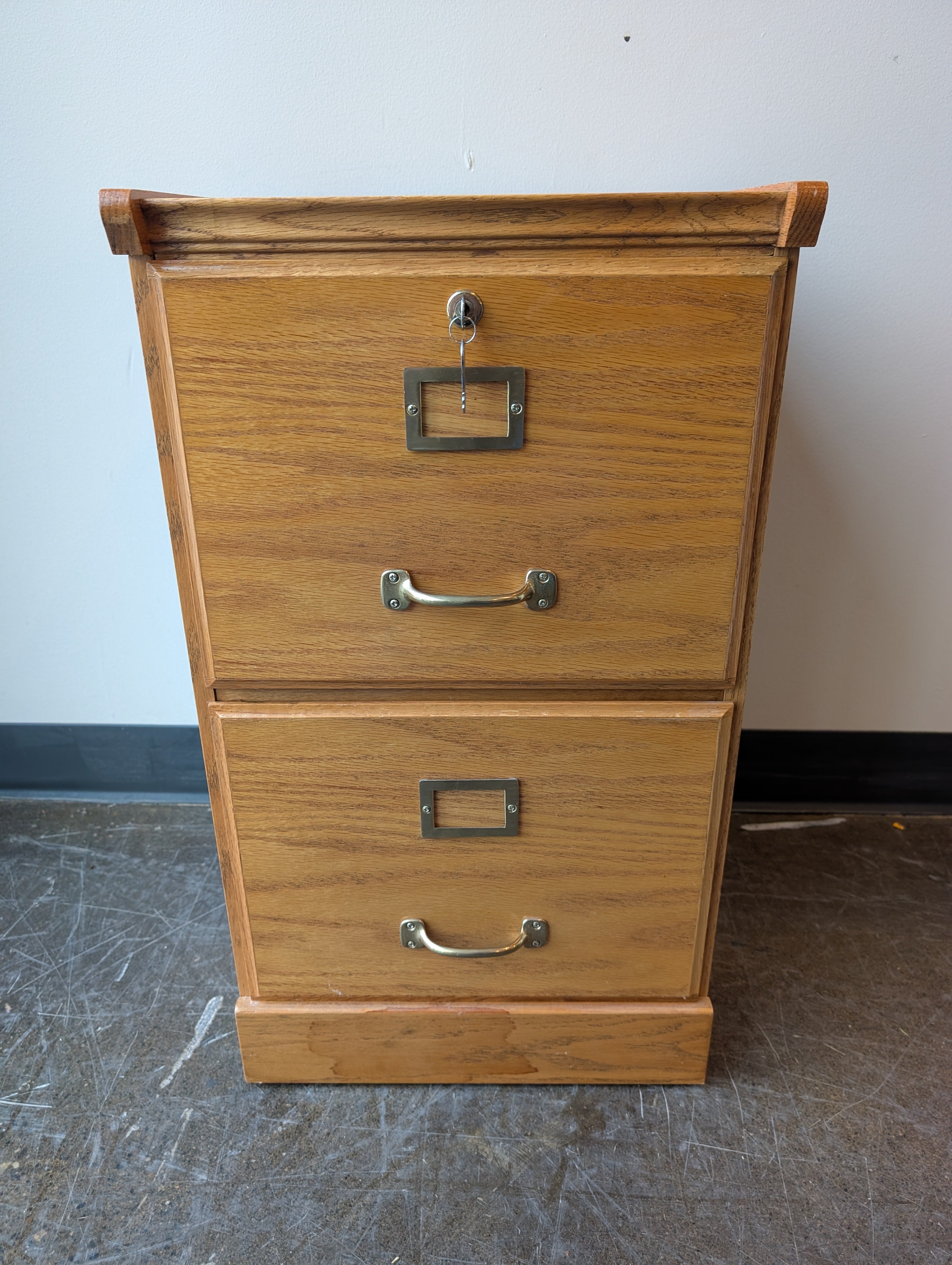 Sturdy Wood Two-Drawer Filing Cabinet with Metal Pulls