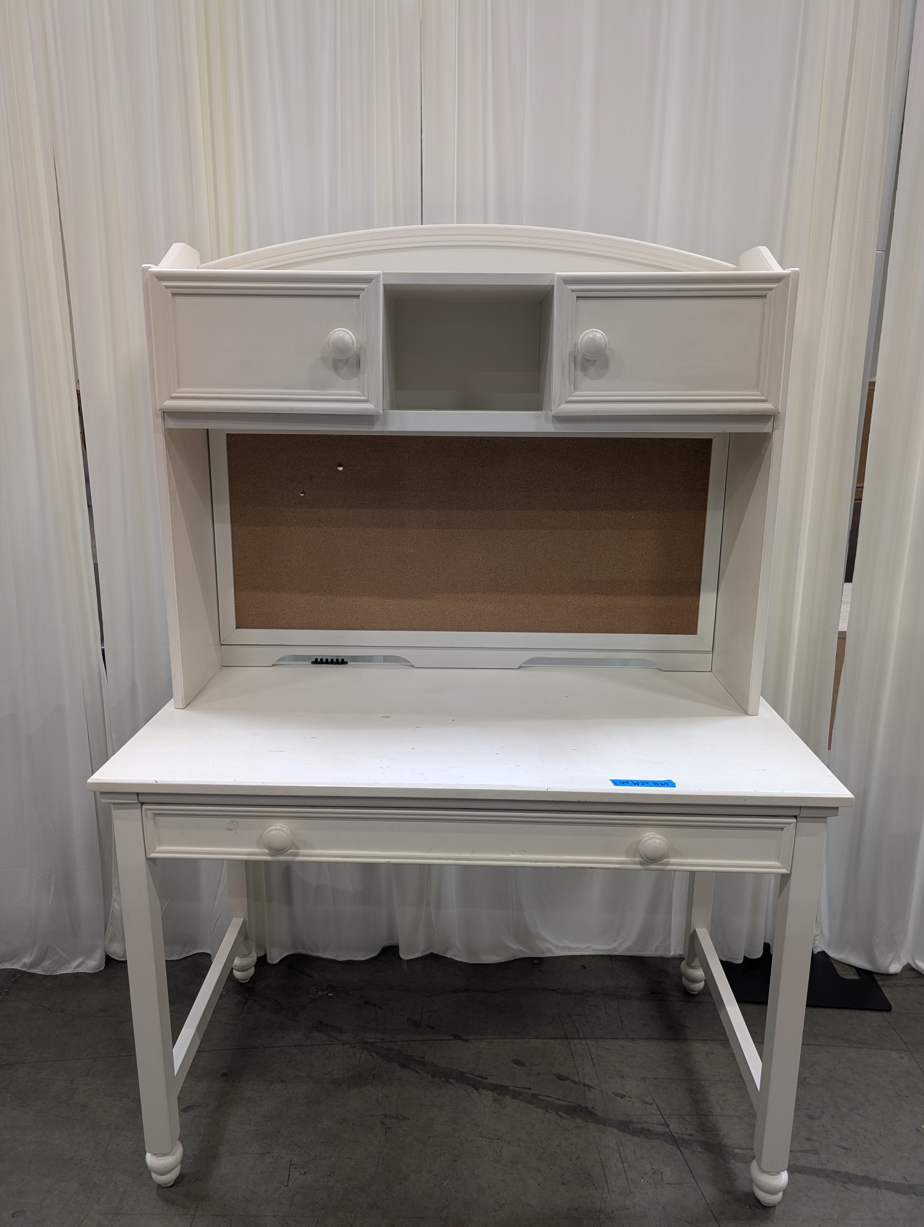 Off-White Wooden Student Desk with Hutch and Chair
