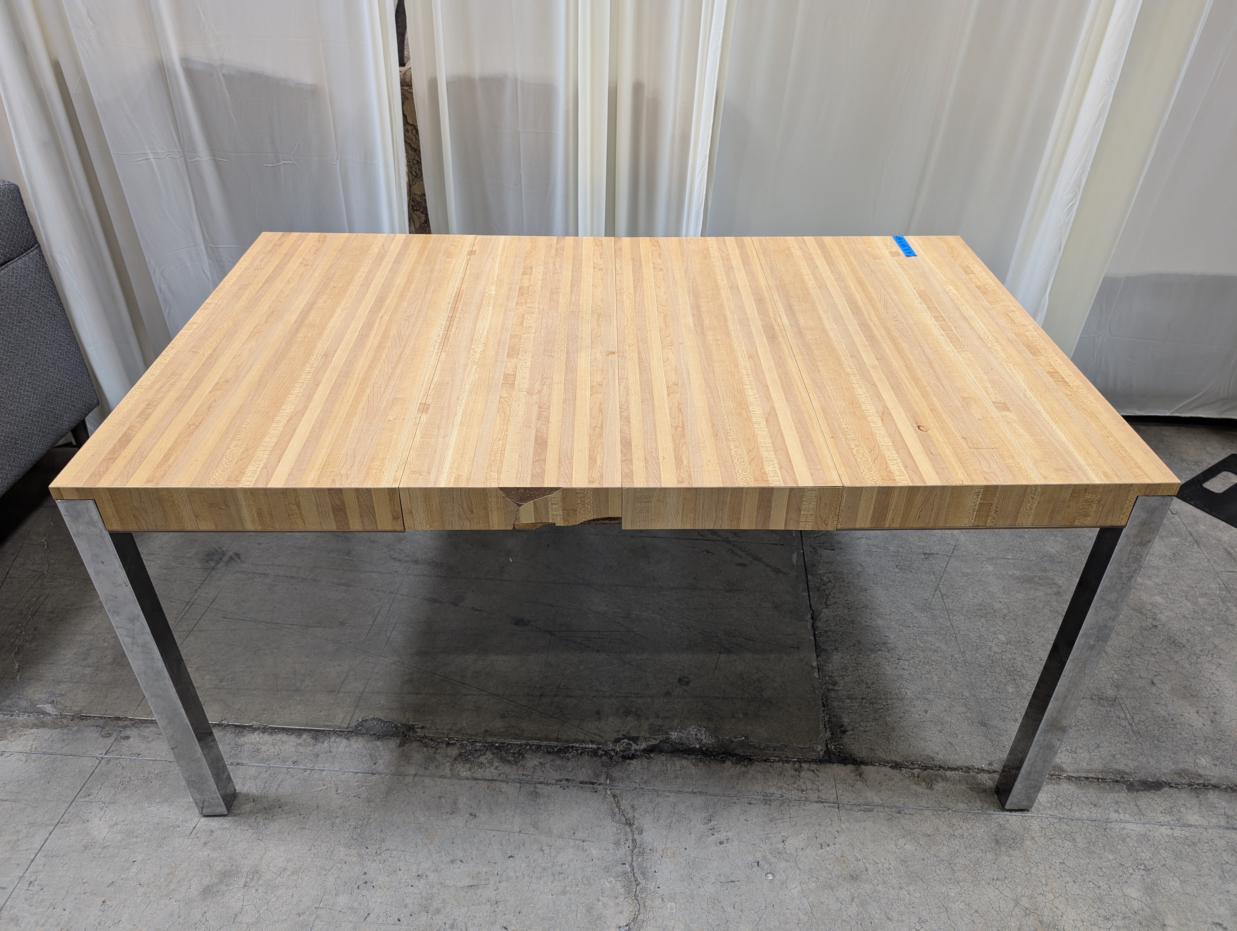 Light Wood Striped Top Desk with Chrome Legs