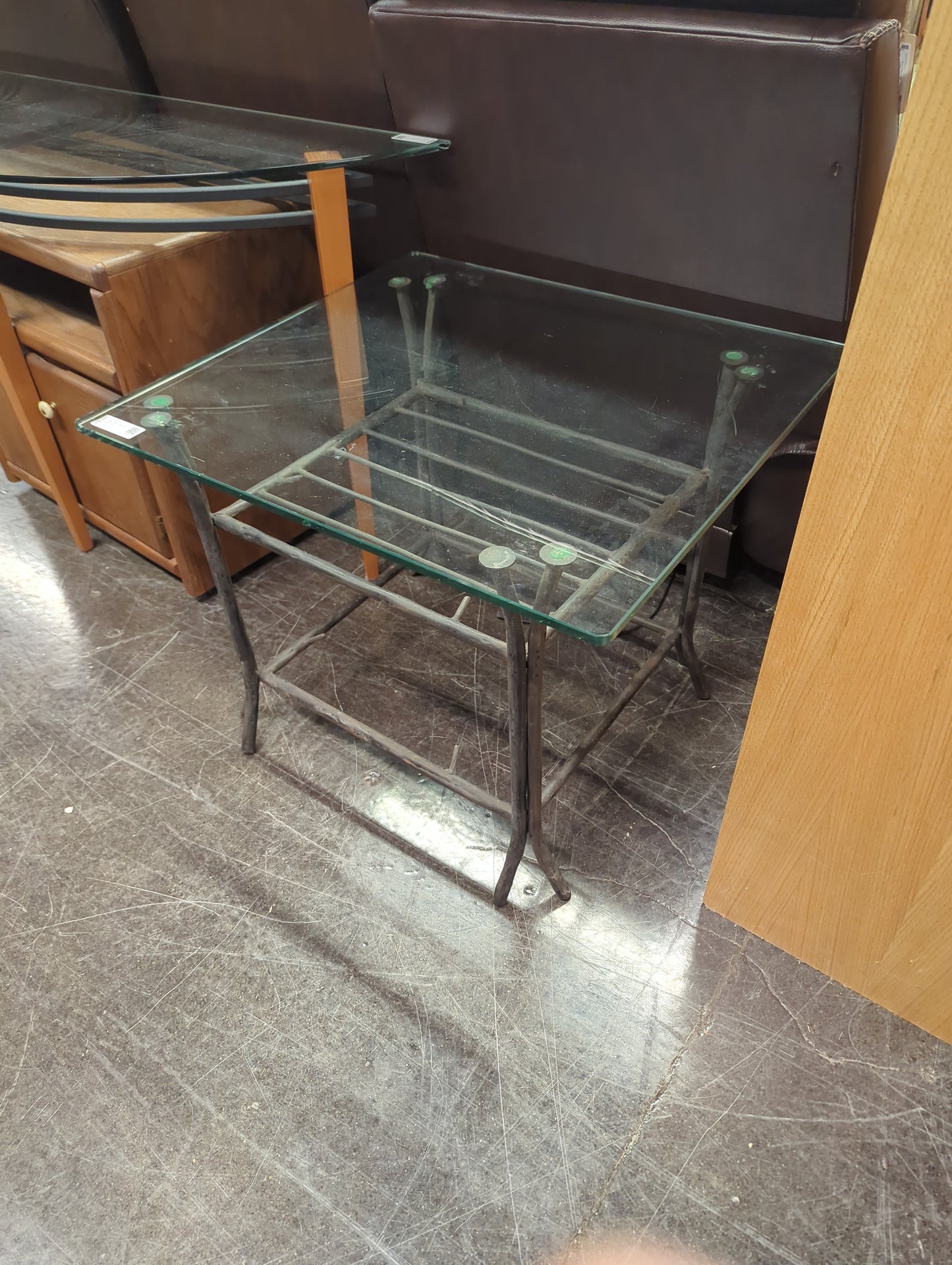 Metal Side Table with Glass Top