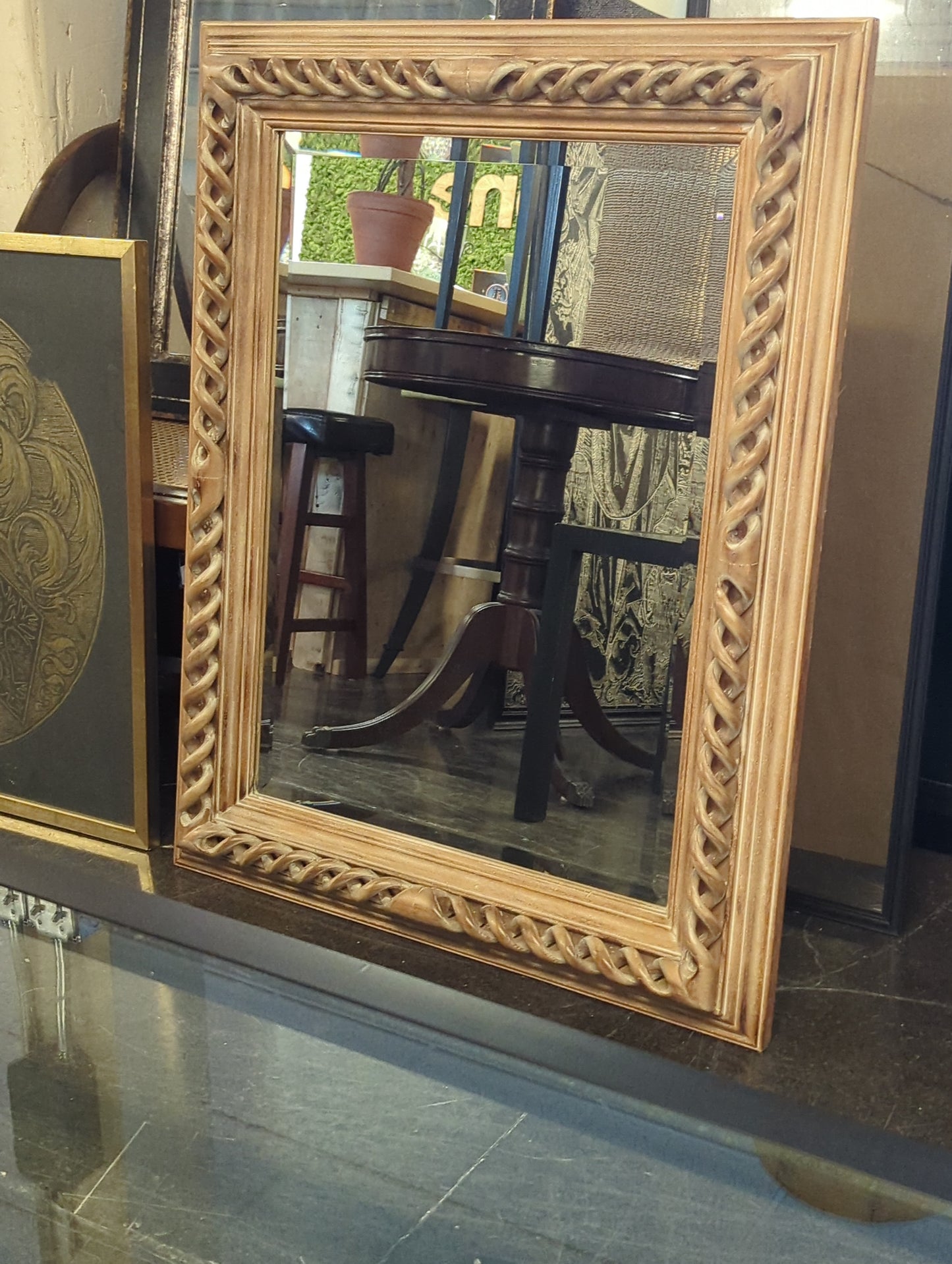Wood Spiral Mirror