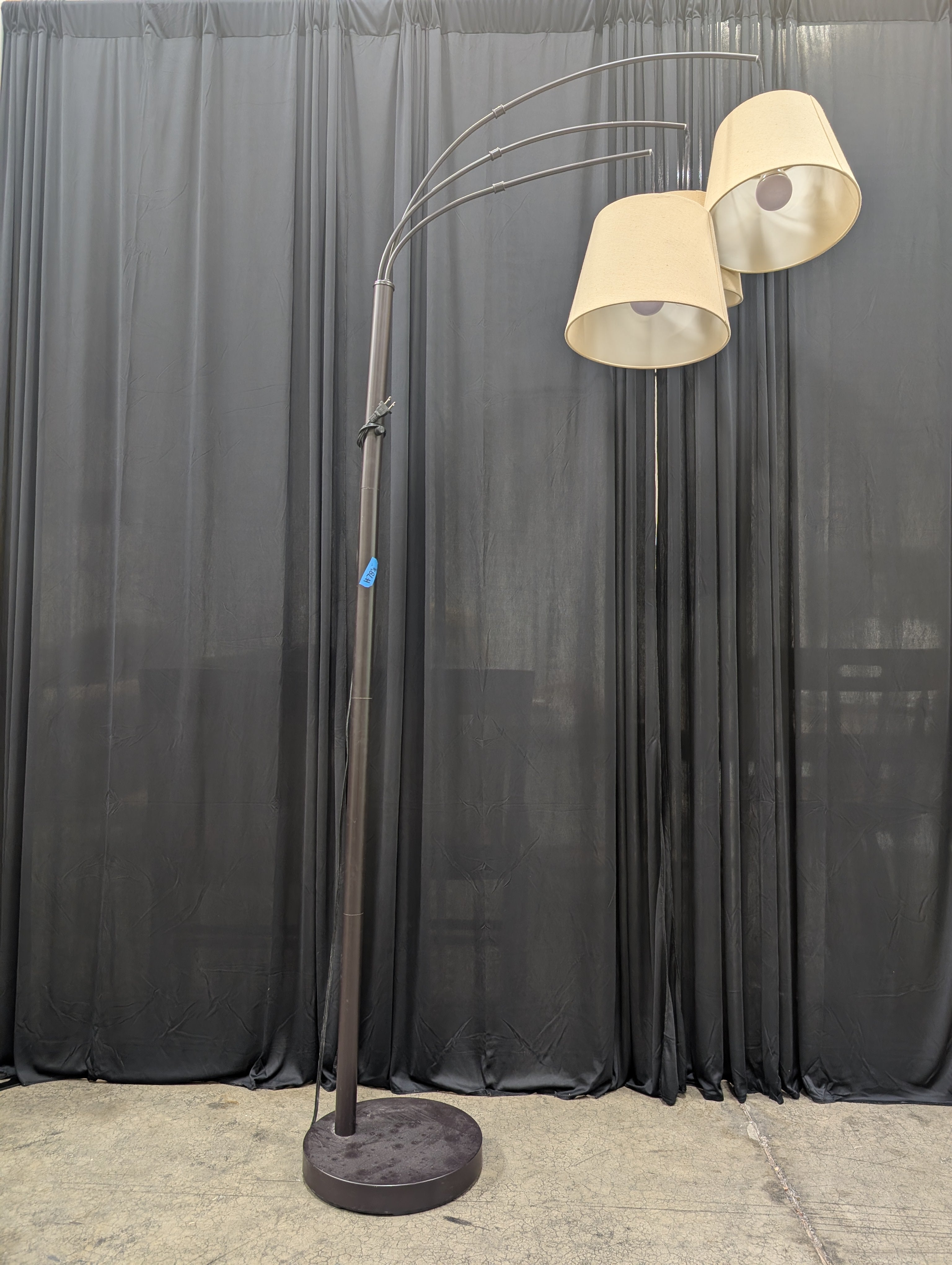 Three-Light Arc Floor Lamp with Fabric Shades