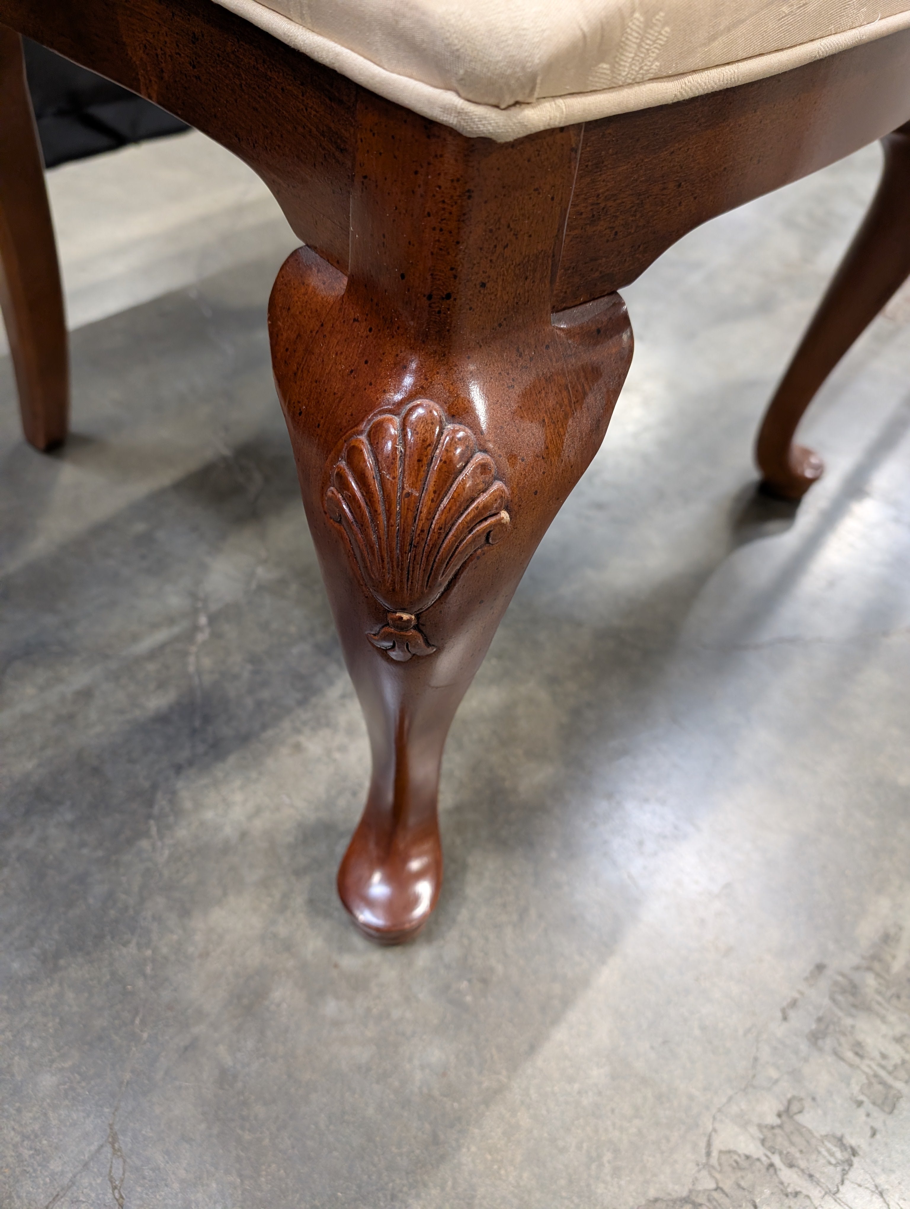 Traditional Carved Wood Dining Chair with Upholstered Seat