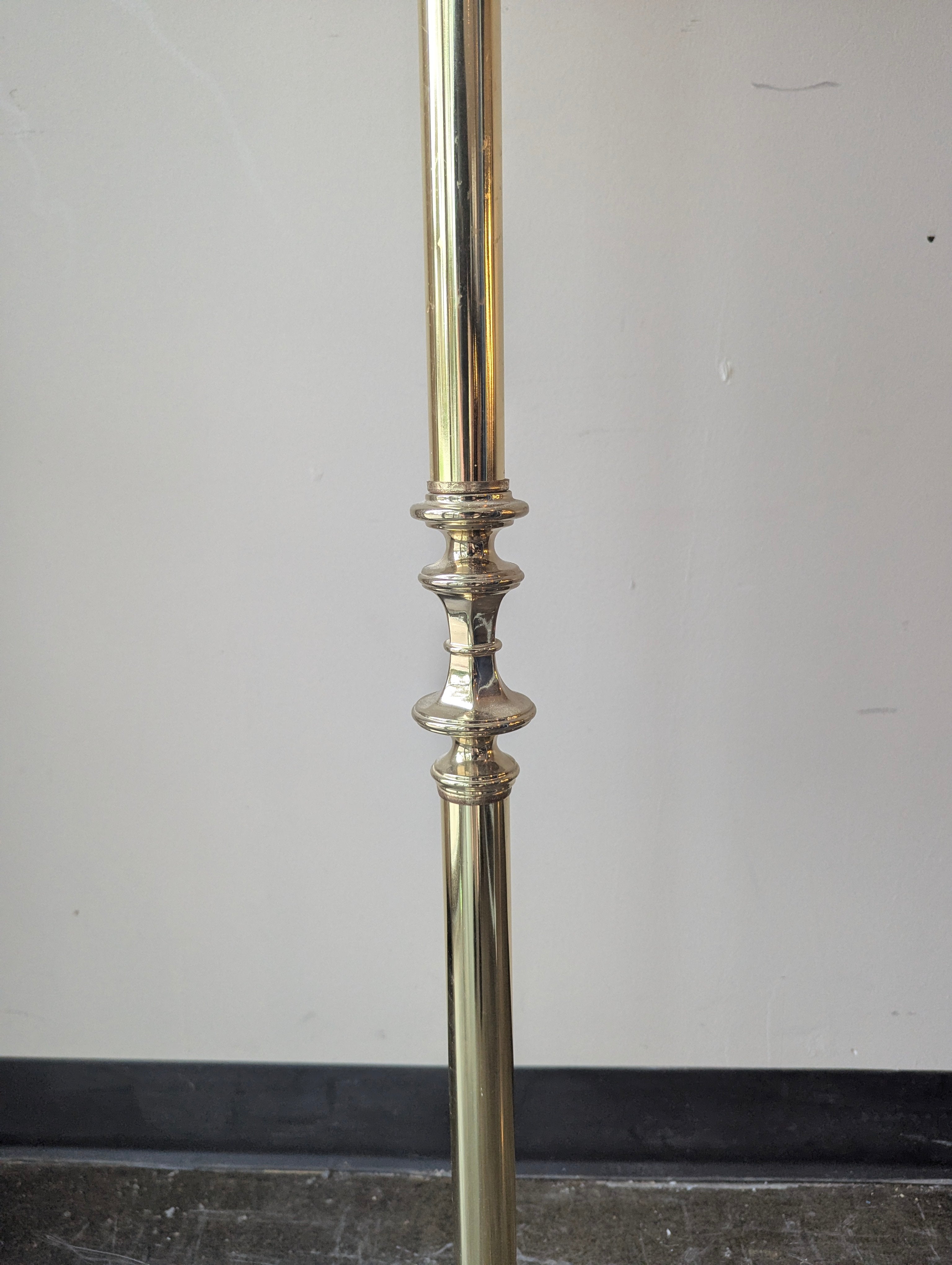 Traditional Brass Toned Triple Socket Floor Lamp with Pleated Shade