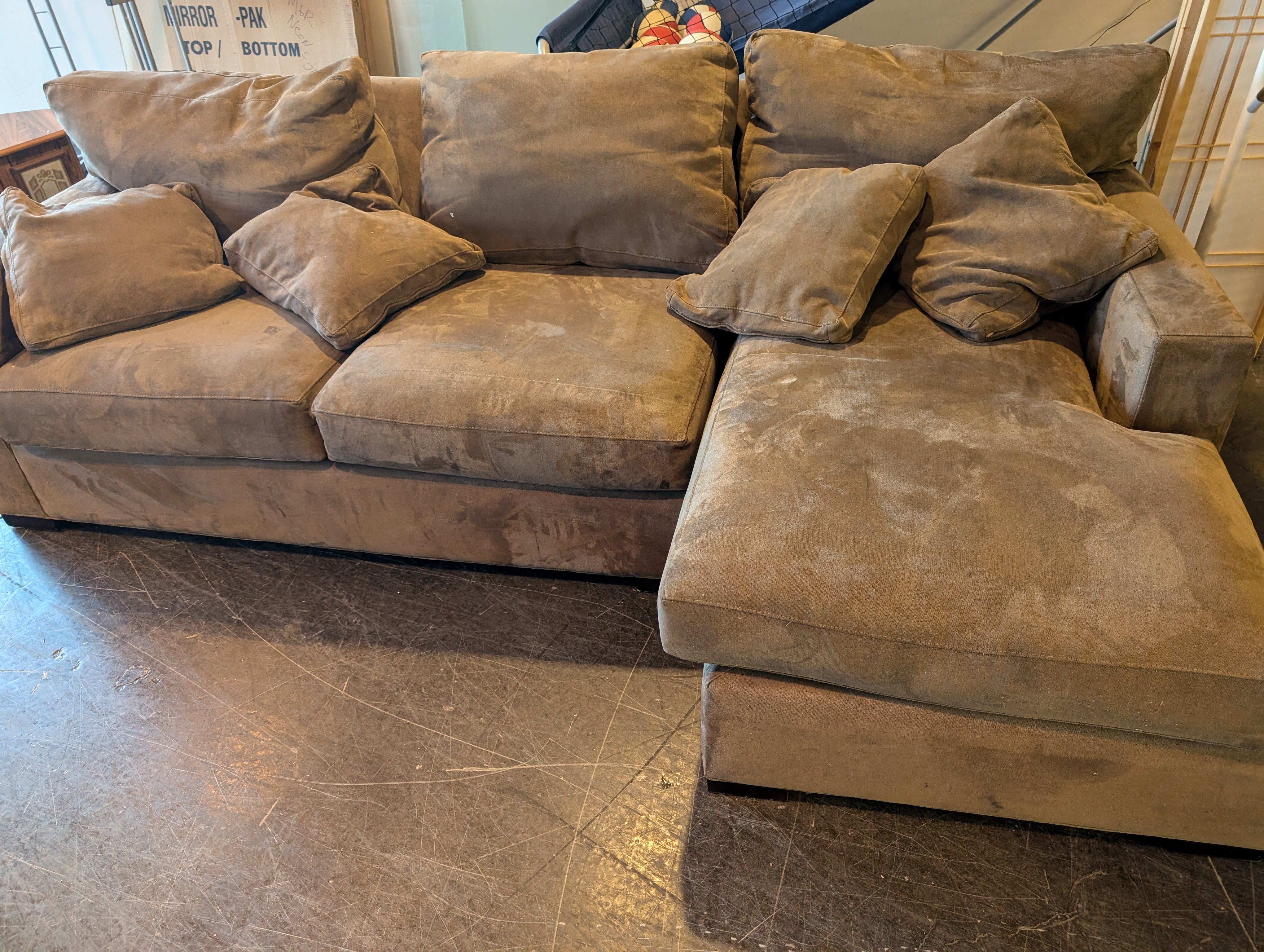 Crate & Barrel L Shape Sectional, Sturdy and Well Made in Fair Condition, Down Feather Cushions!
