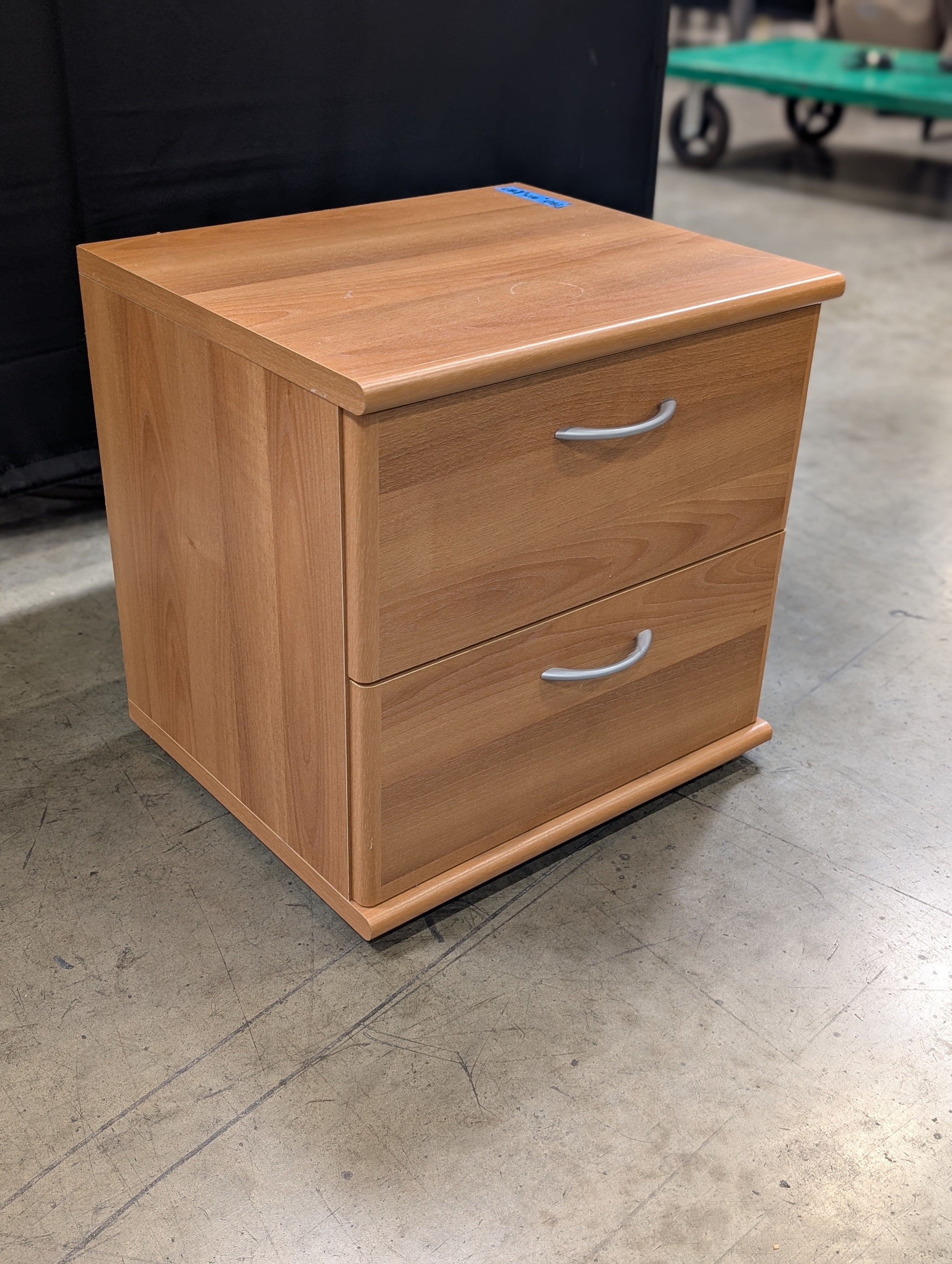 Compact Wood-Tone 2-Drawer Nightstand Storage Cabinet