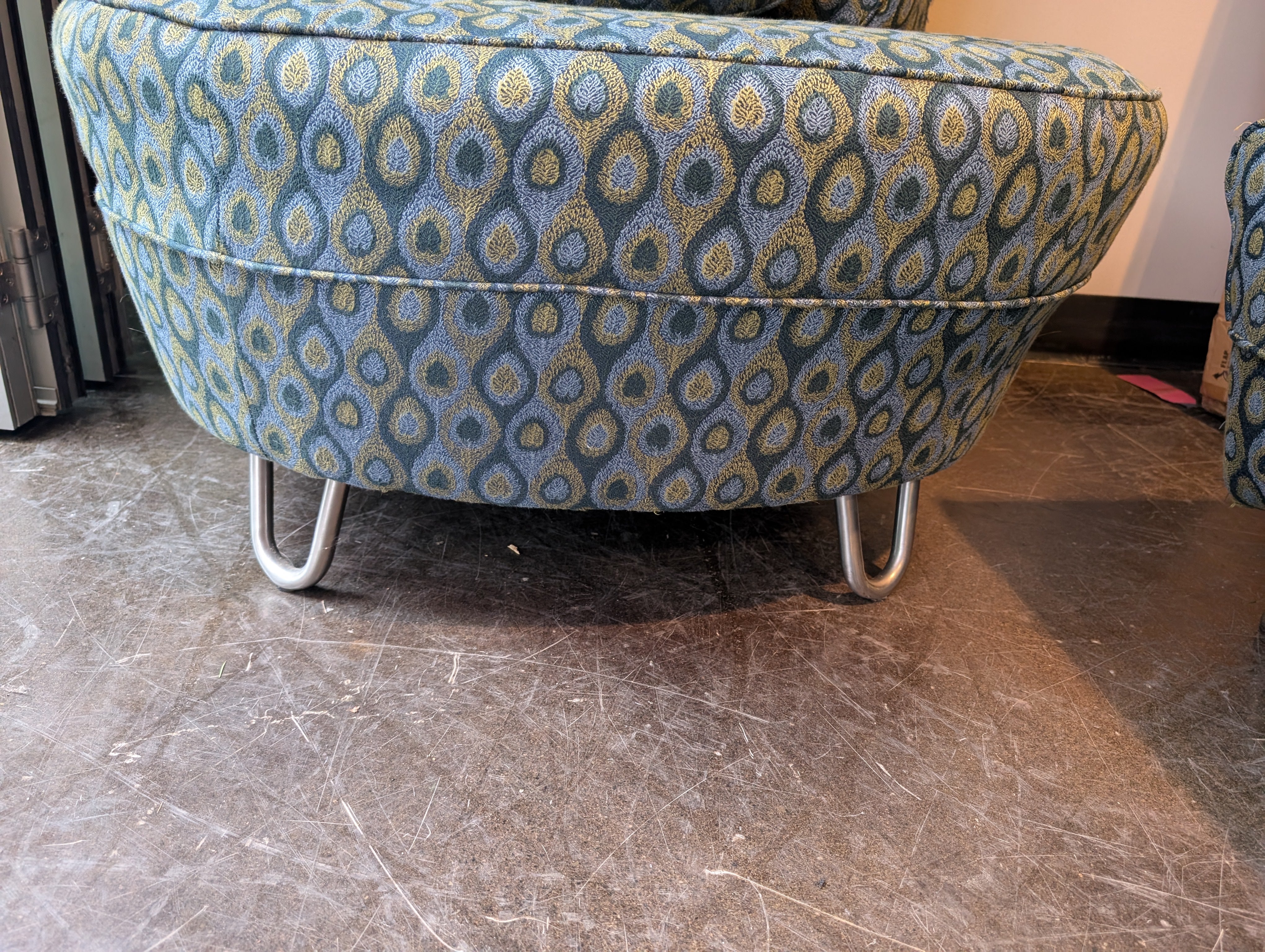 Geometric Patterned Accent Chair and Ottoman Set