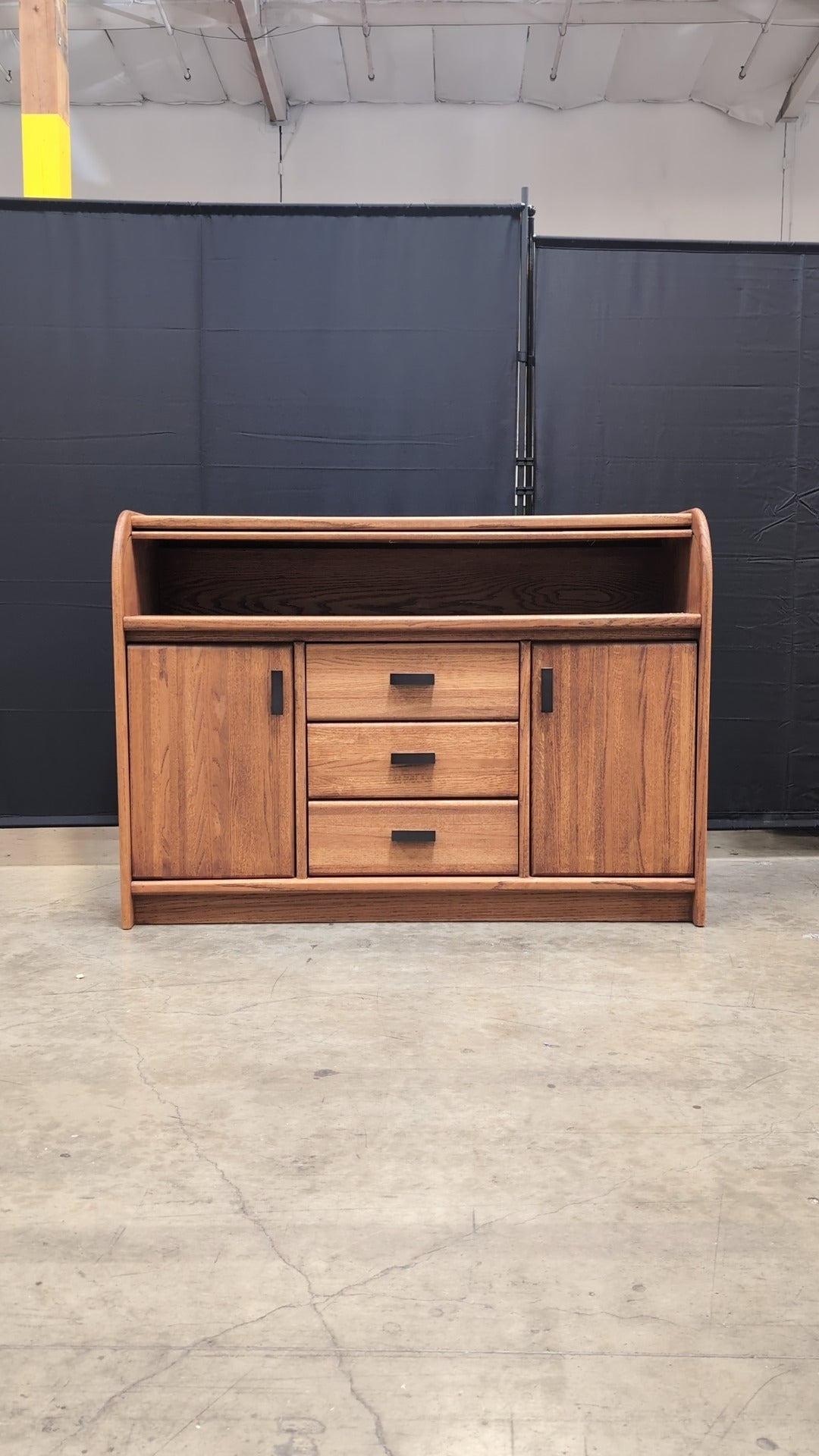 Hardwood Media Console with Storage and Drawers