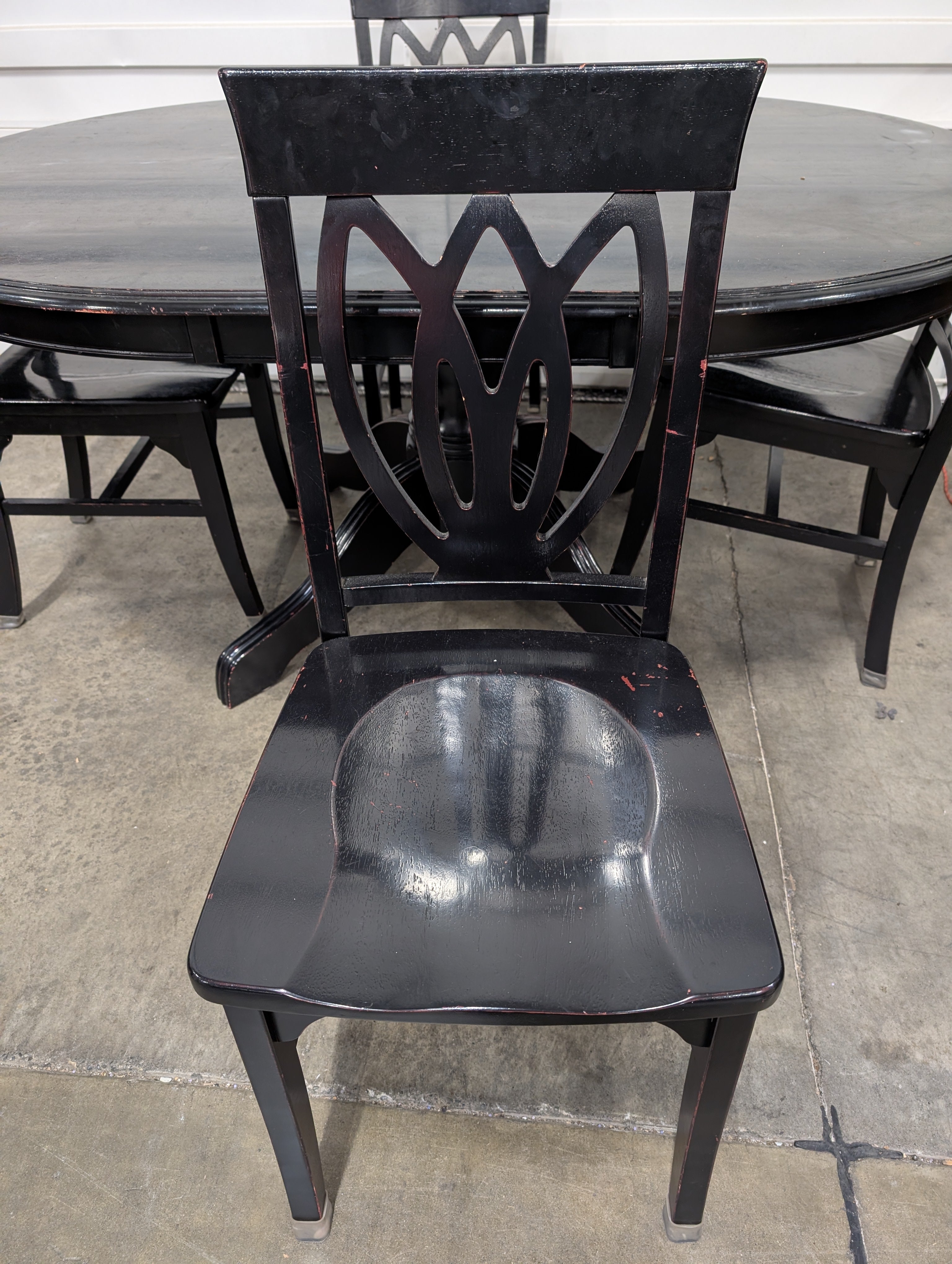 Black Wood Oval Dining Table Set with 4 Chairs