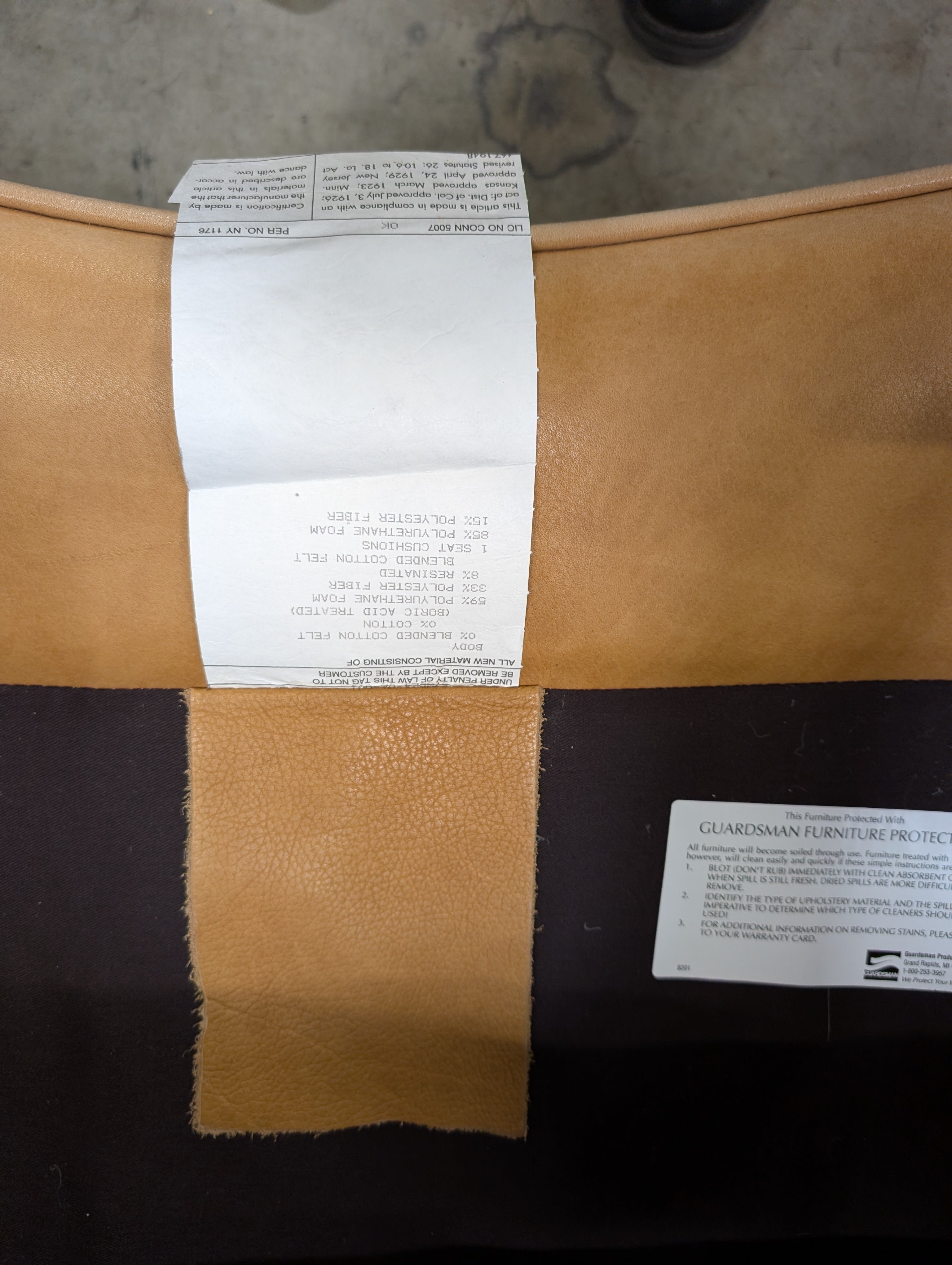 Tan Leather ETHAN ALLEN Armchair with Matching Ottoman