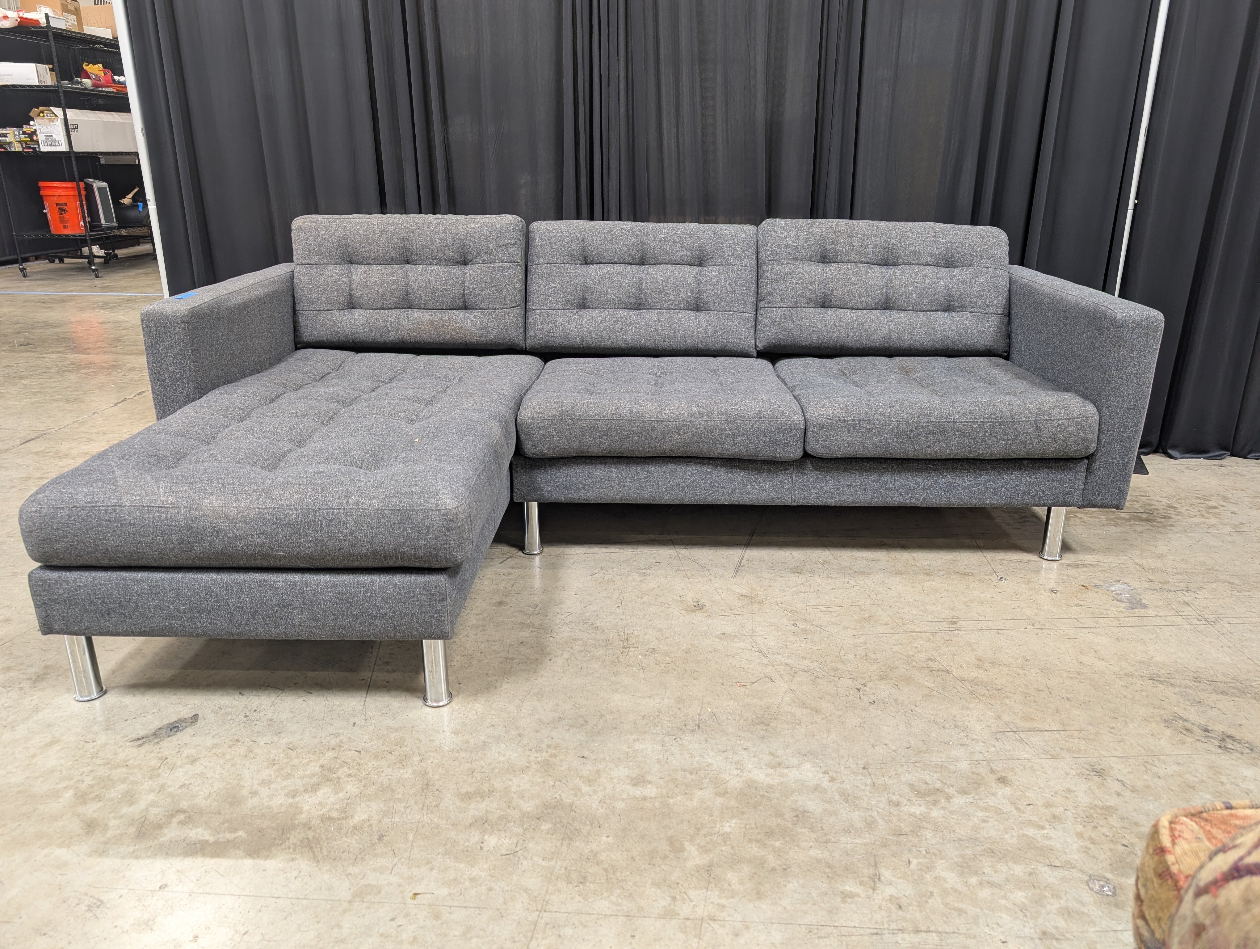 Grey Upholstered Modular Sectional Couch