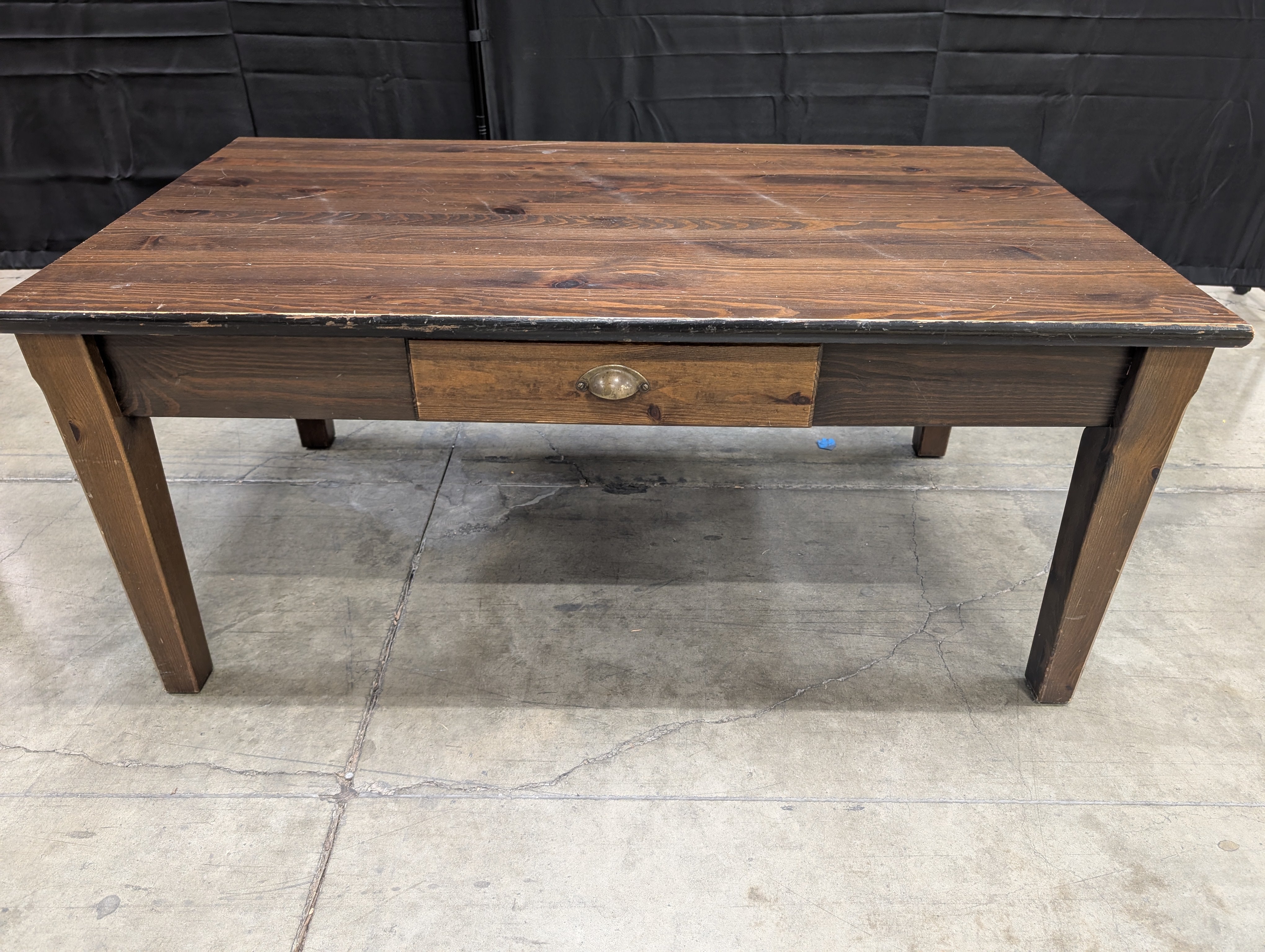 Sturdy Rectangular Dark Wood Accent Table with Drawer