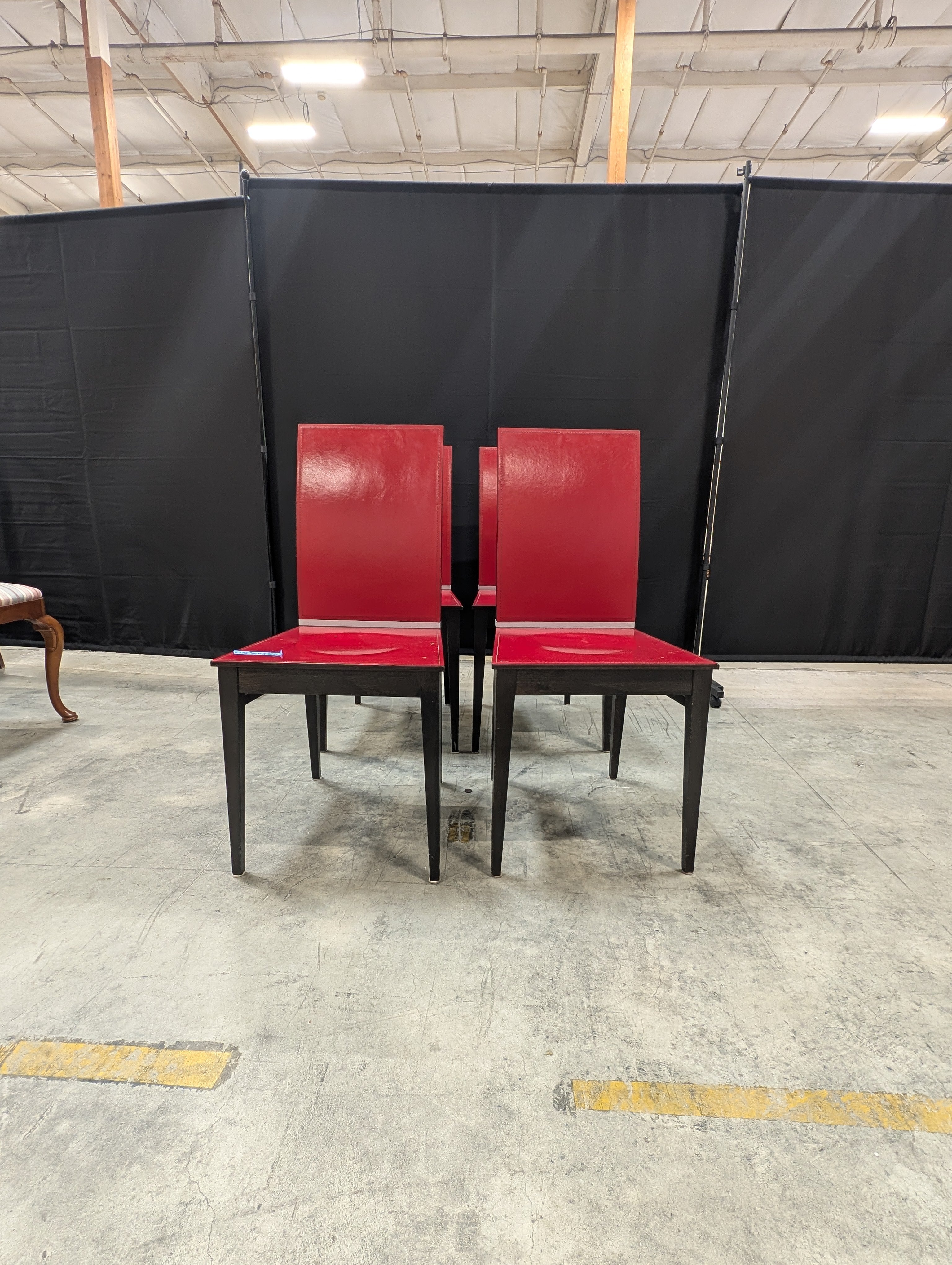 Set of Four Contemporary Red Upholstered Dining Chair