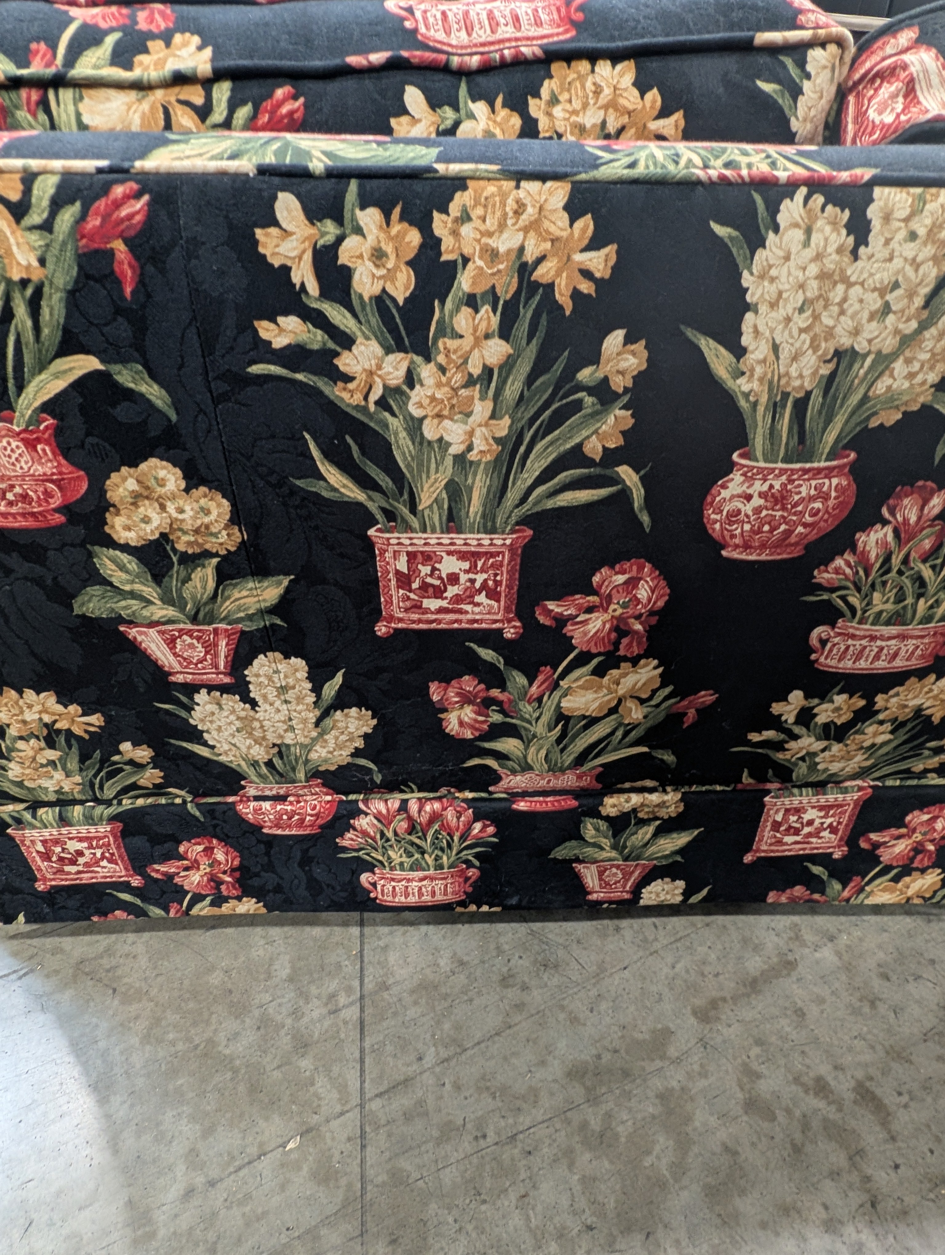 Botanical Pattern Upholstered Sofa with Multi-Cushion Design