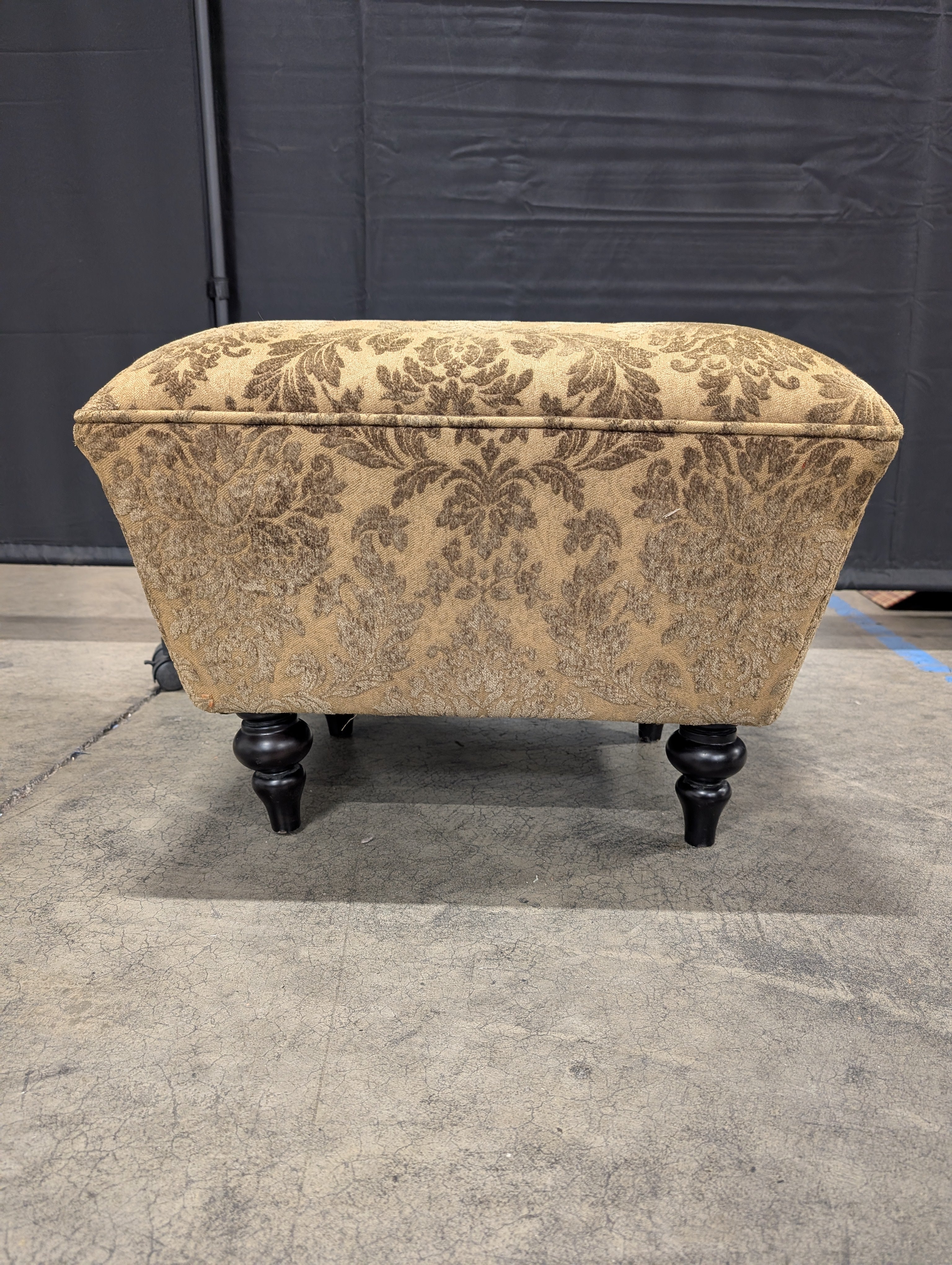 Pier 1 Imports Patterned Upholstered Ottoman with Tapered Feet