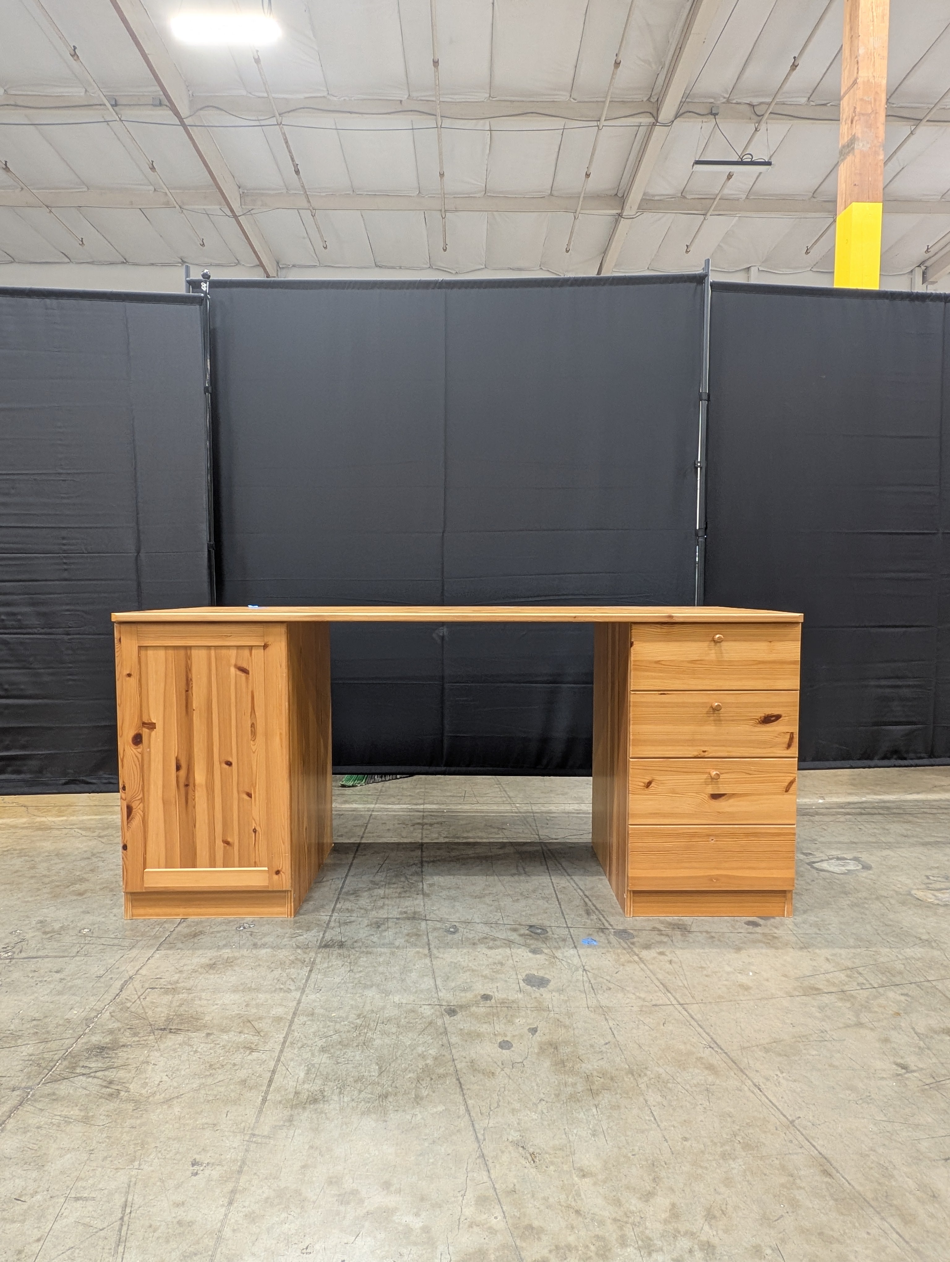 Natural Wood Desk with Storage