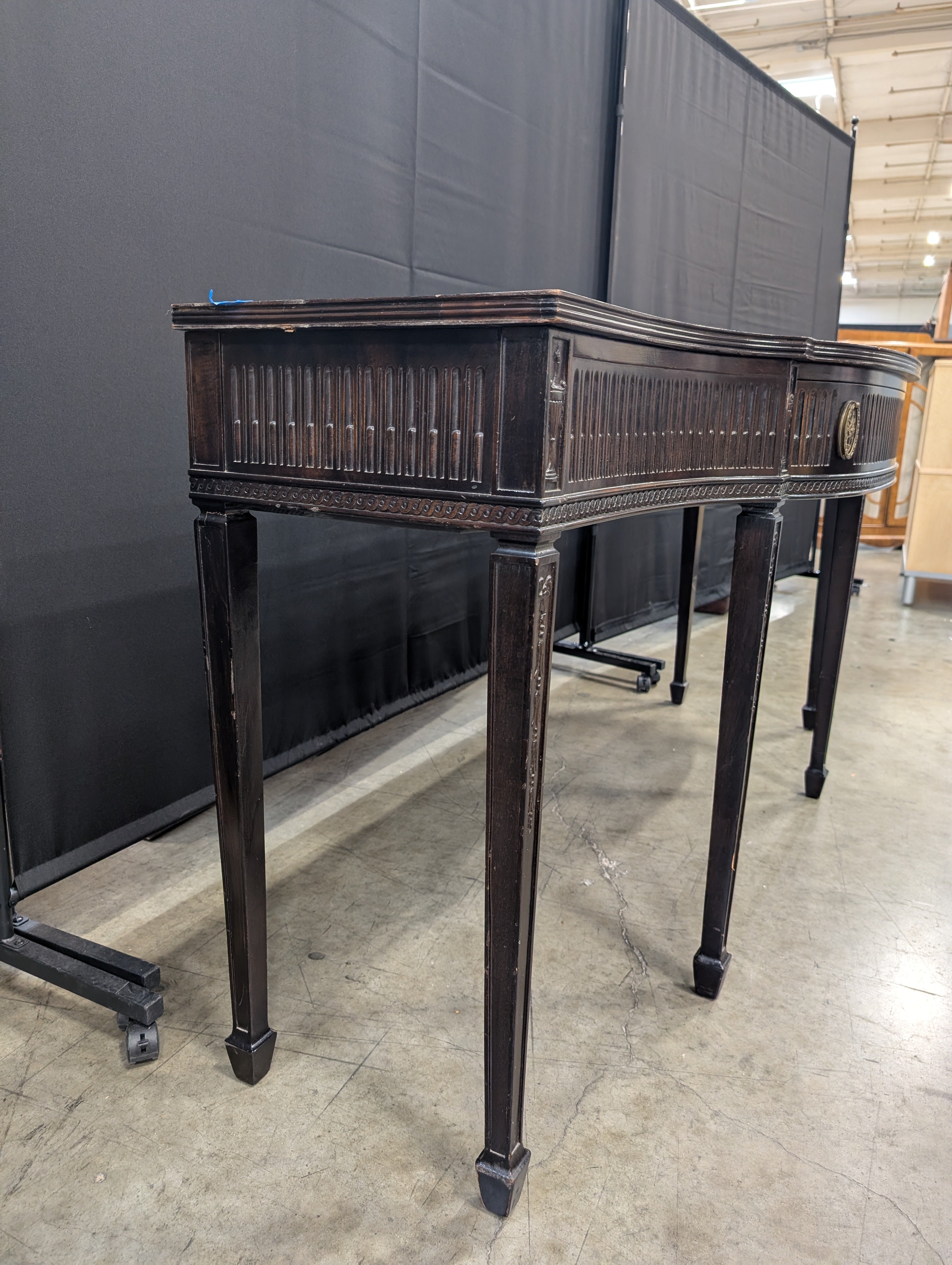Curved Front Dark Wood Console Table