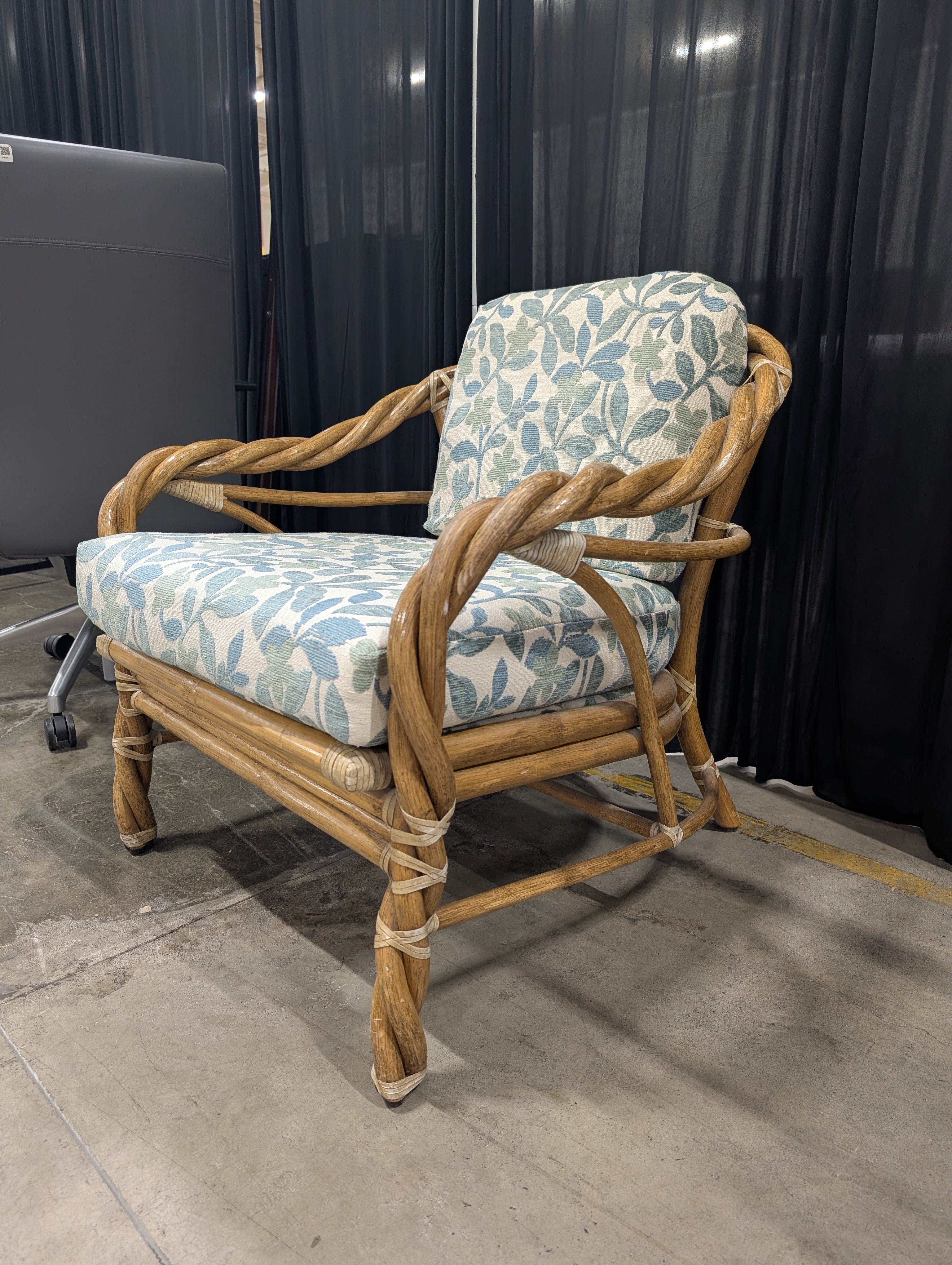 Natural Wicker Twisted Arm Accent Chair