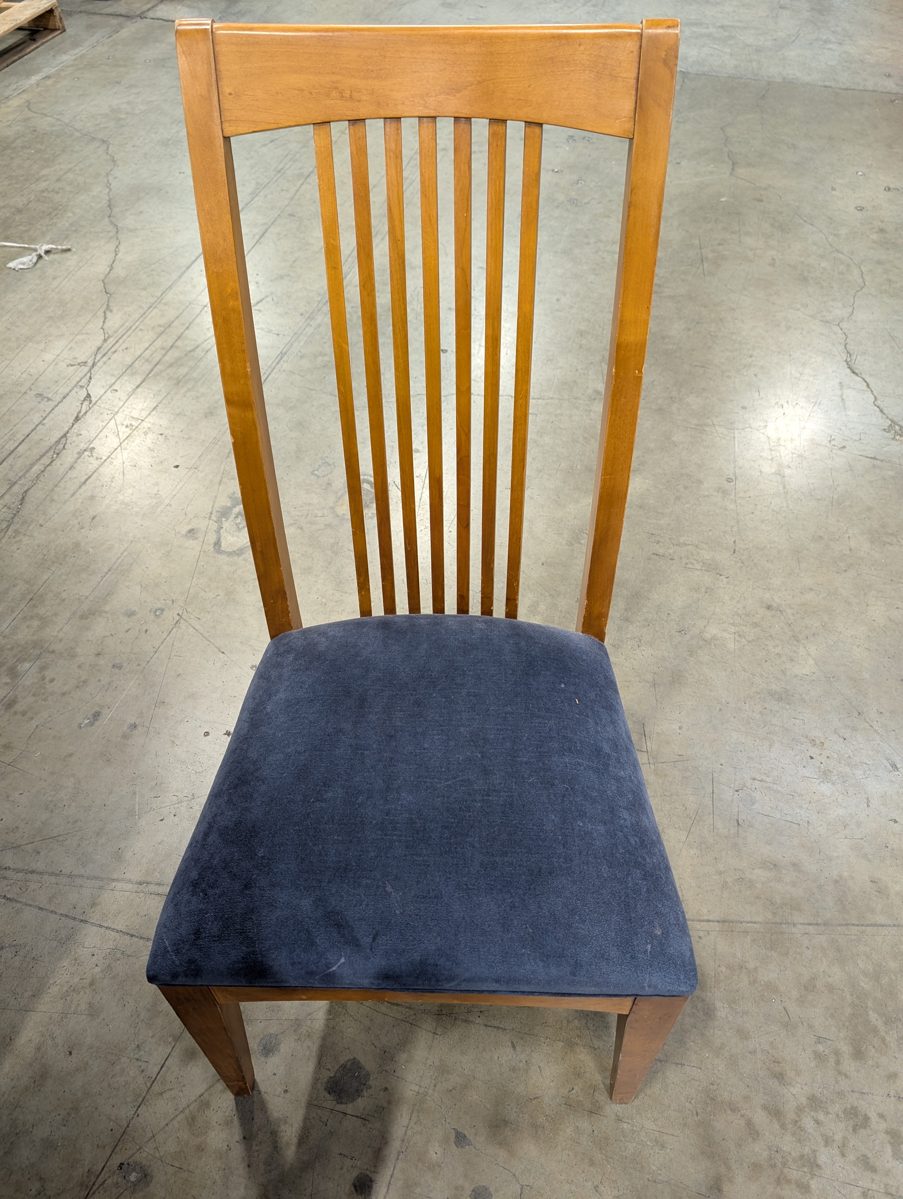 Classic Wood Pedestal Dining Table and Four Slat Back Chairs