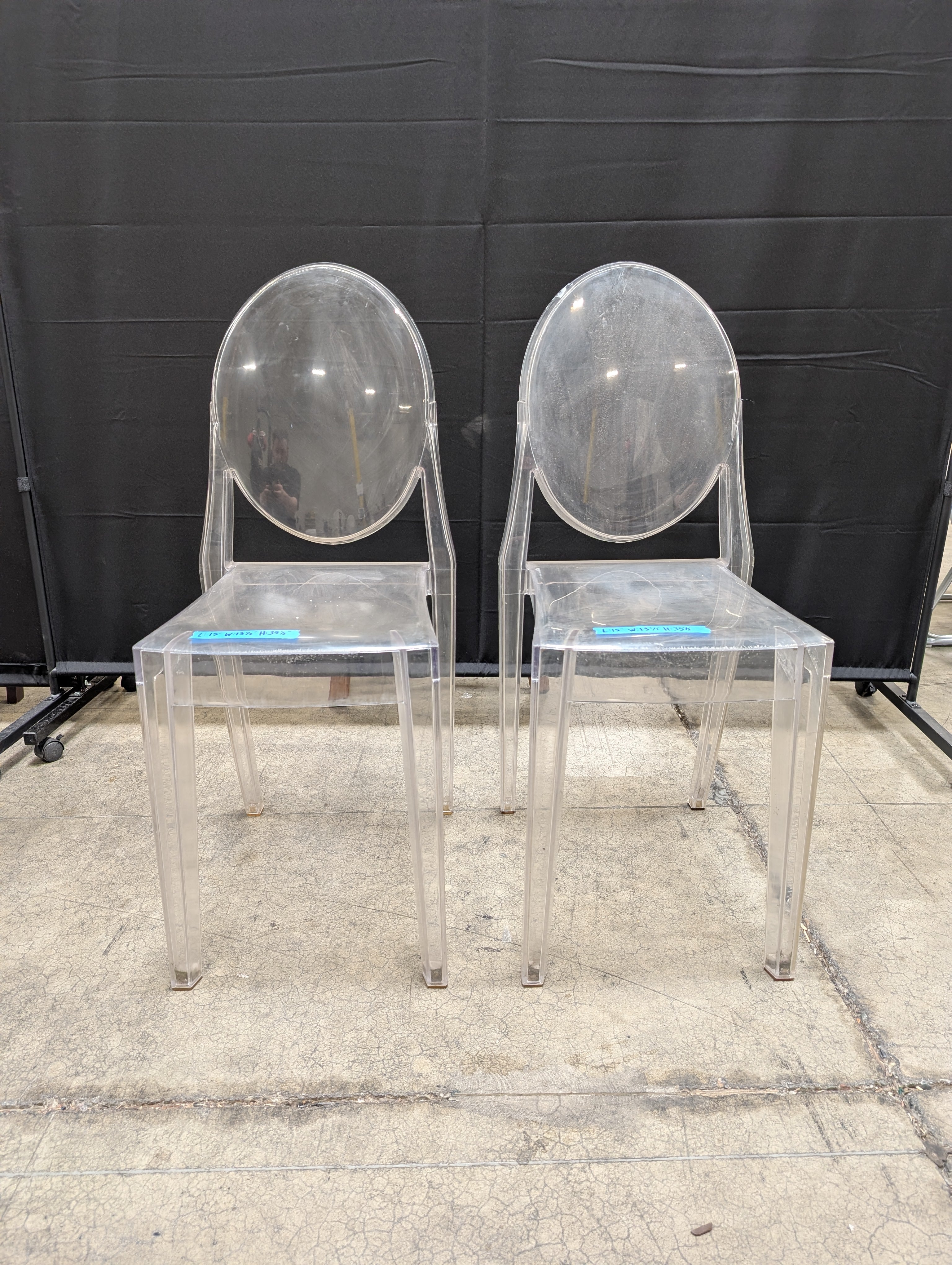 Pair of Clear Polycarbonate Oval-Back Dining Chair
