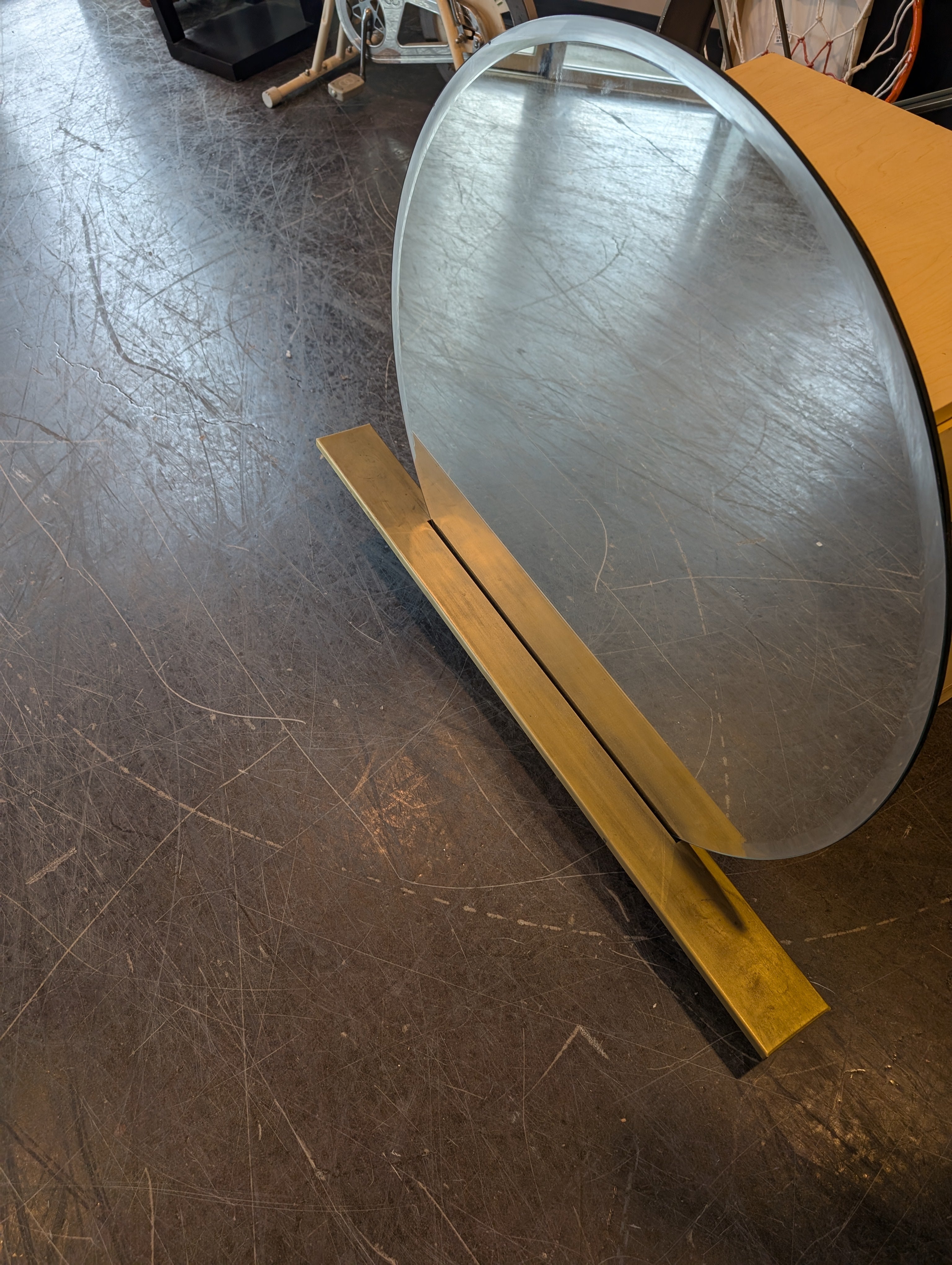 Large Round Wall Mirror Gold Tone Frame