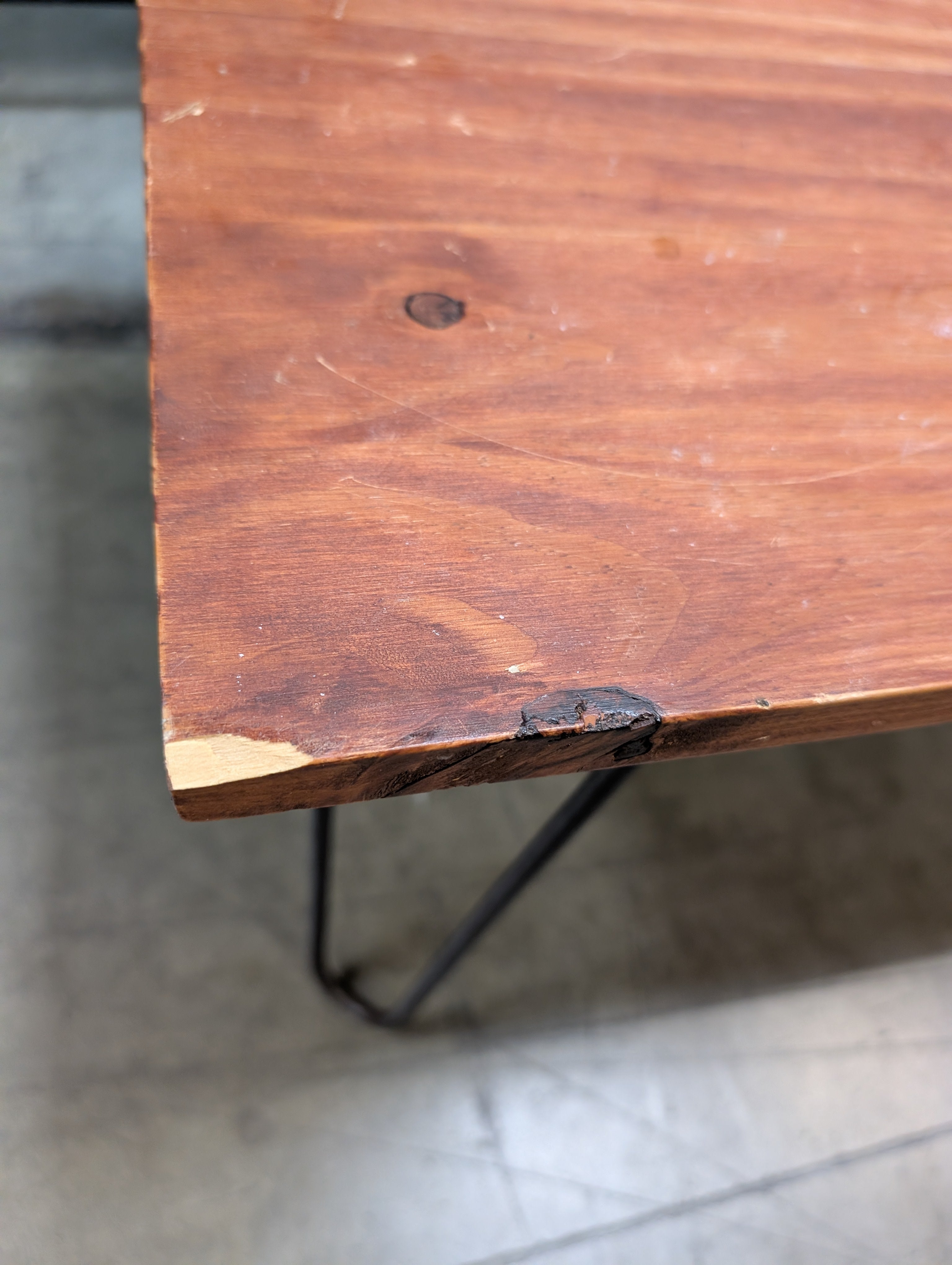 Rustic Wood Coffee Table with Black Hairpin Legs
