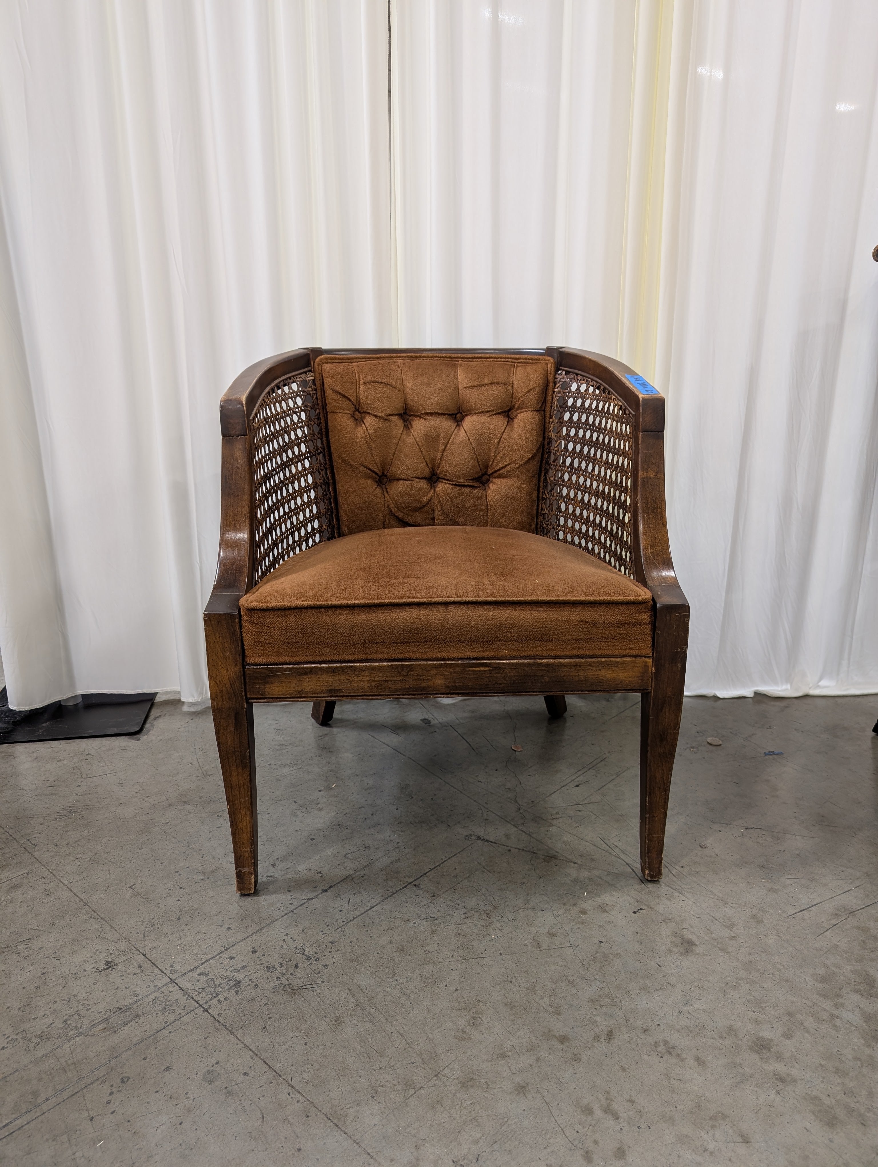 Vintage Cane Back Tufted Accent Chair