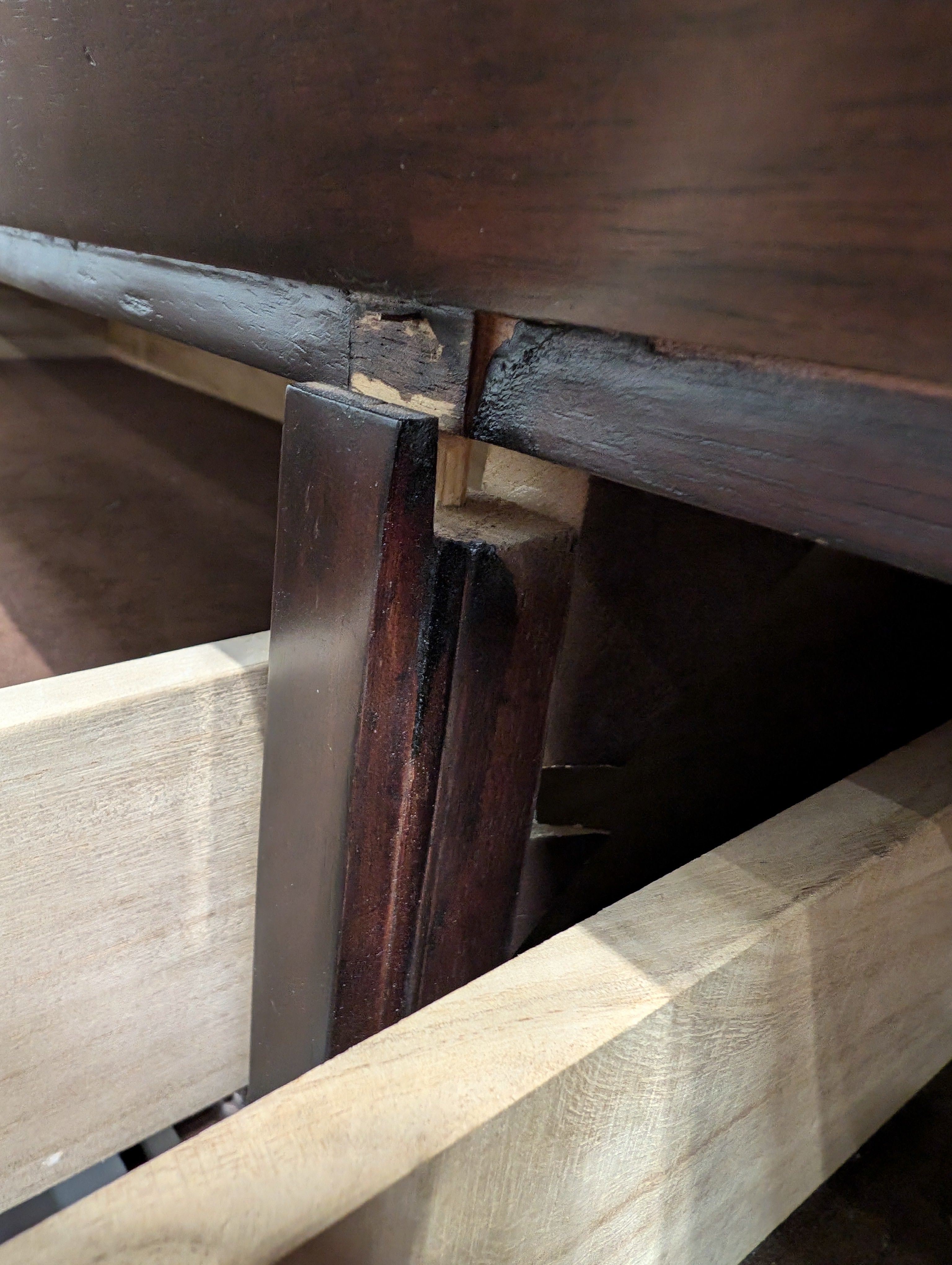 Dark Wood Curved Front Nine-Drawer Dresser