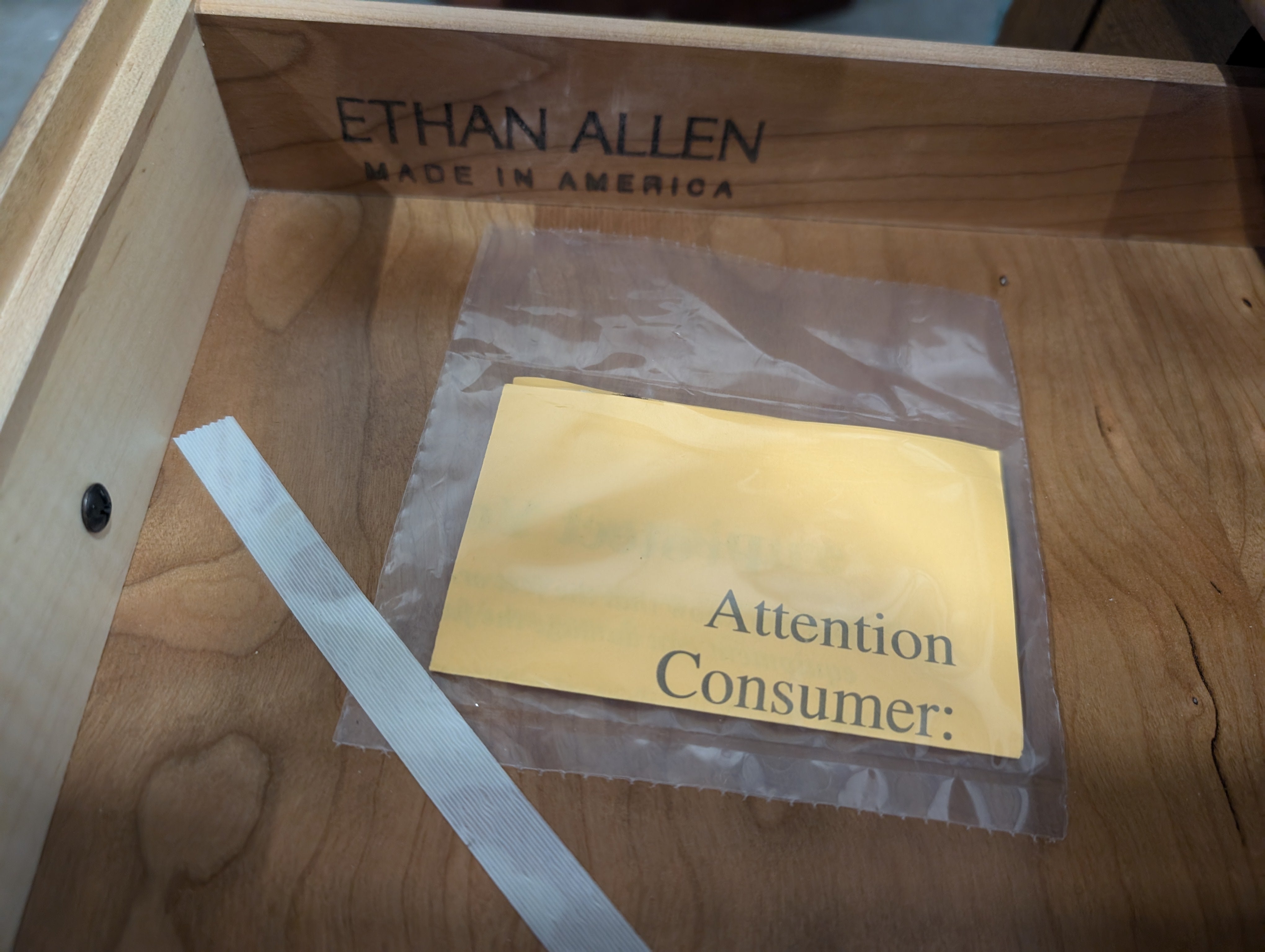 Ethan Allen Traditional Brown Wood Side Table with Storage Drawer