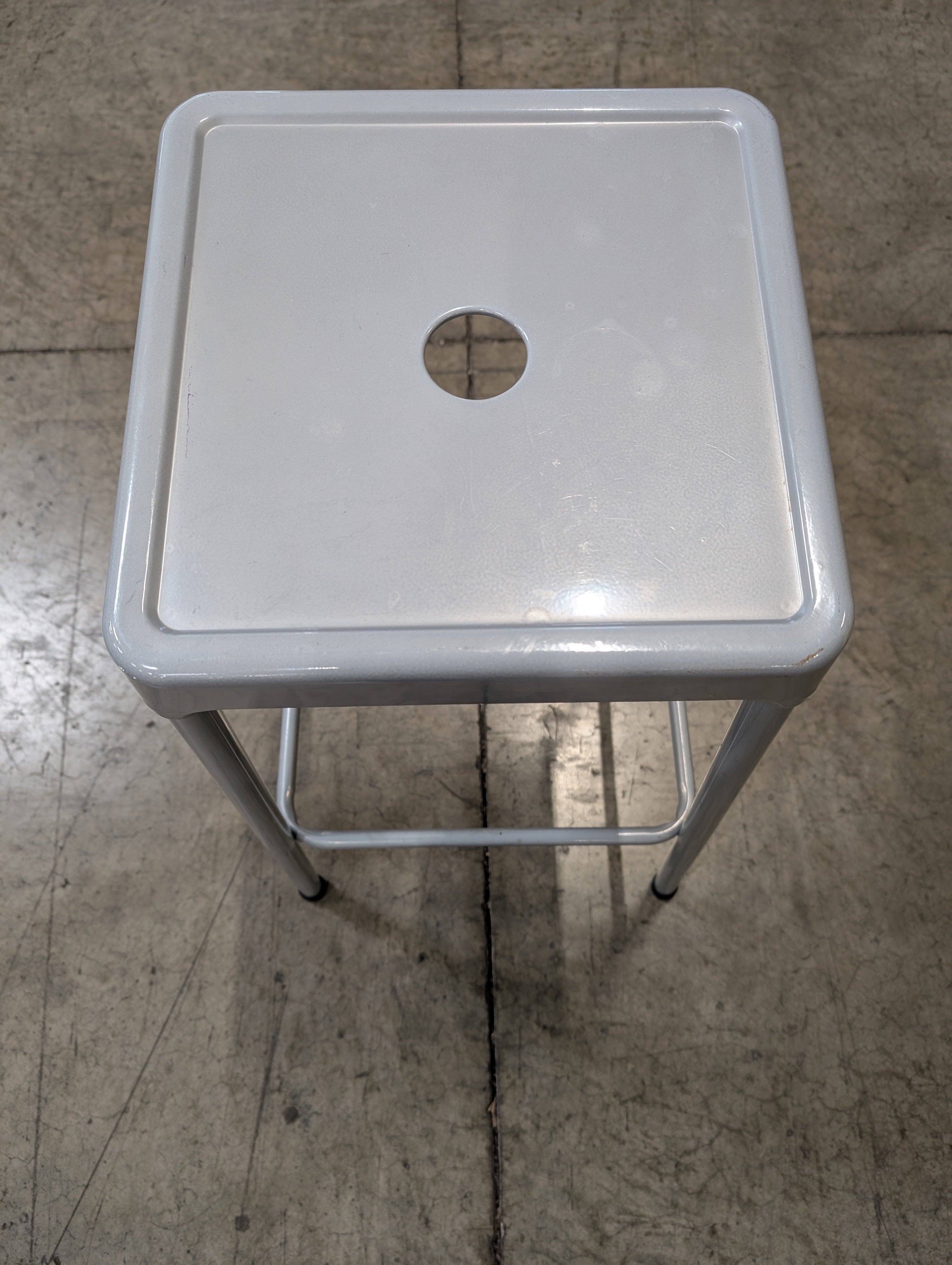 Modern Industrial Grey Metal Square Stool