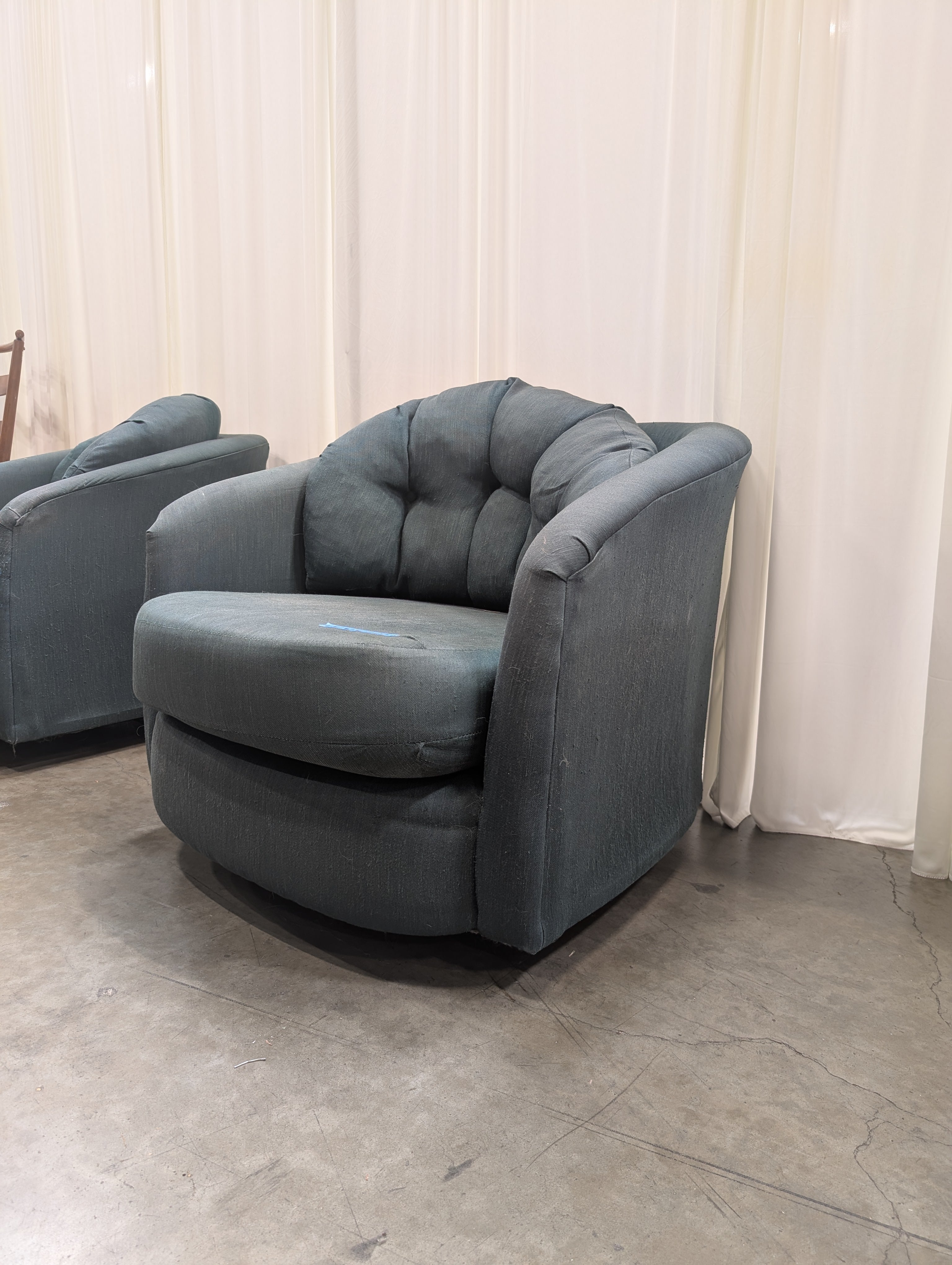 Sage Green Textured Fabric Barrel Chair