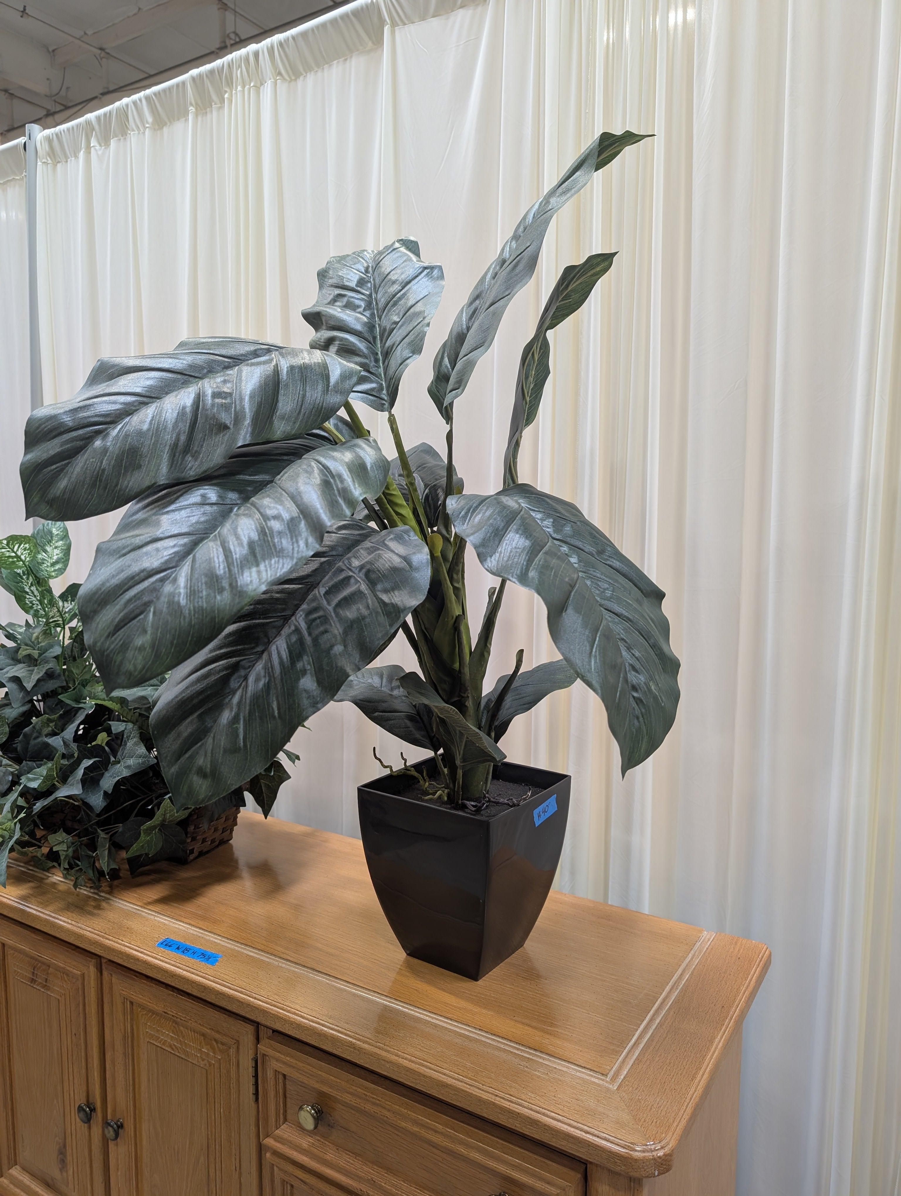 Large Leafy Artificial Plant in Black Pot
