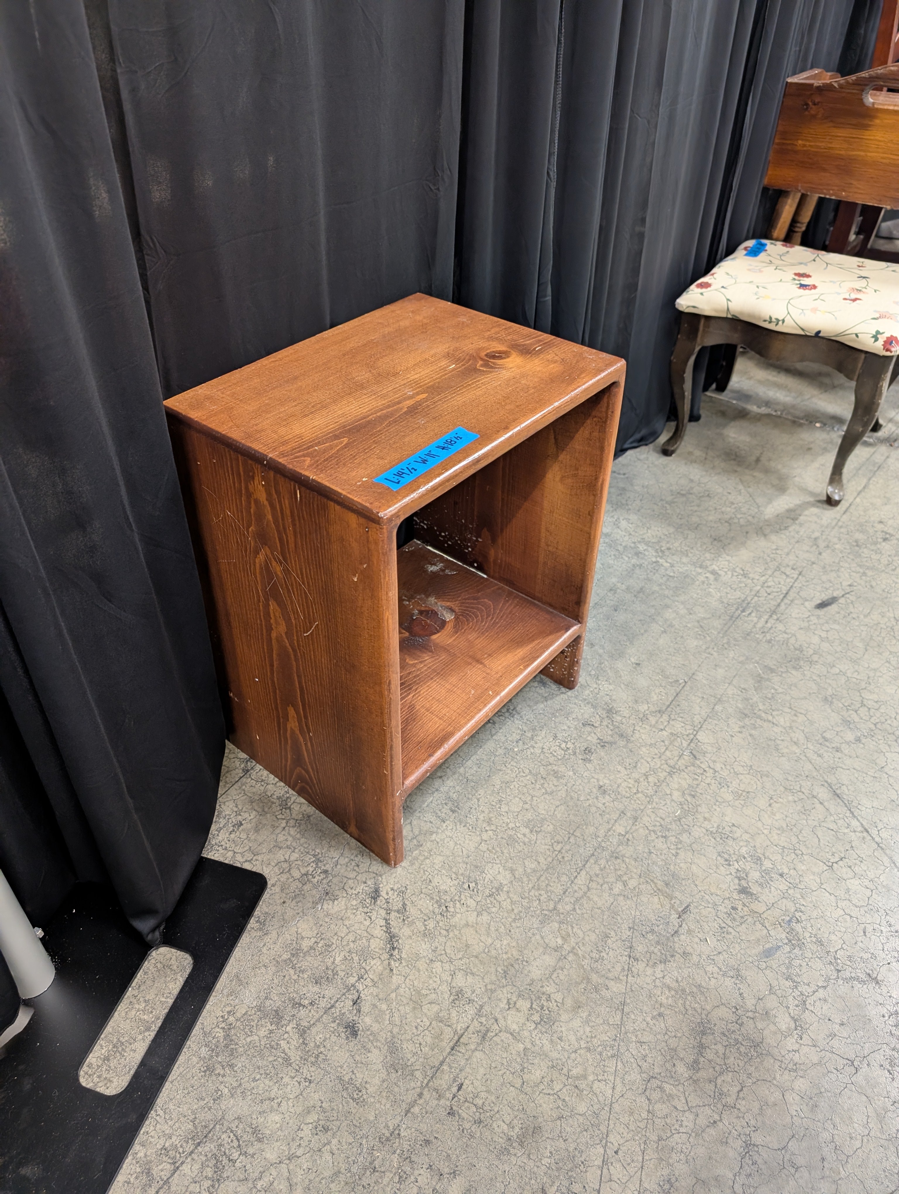 Open Shelf Cube Nightstand in Dark Wood