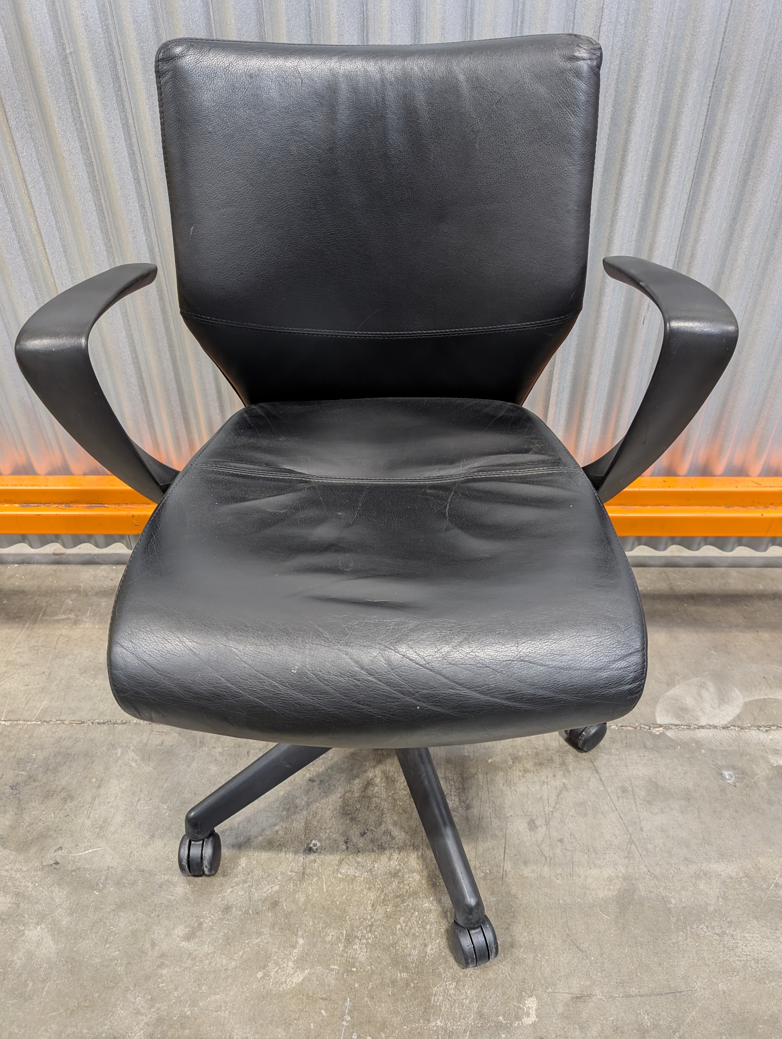 Sleek Black Leather Office Chair with Arms