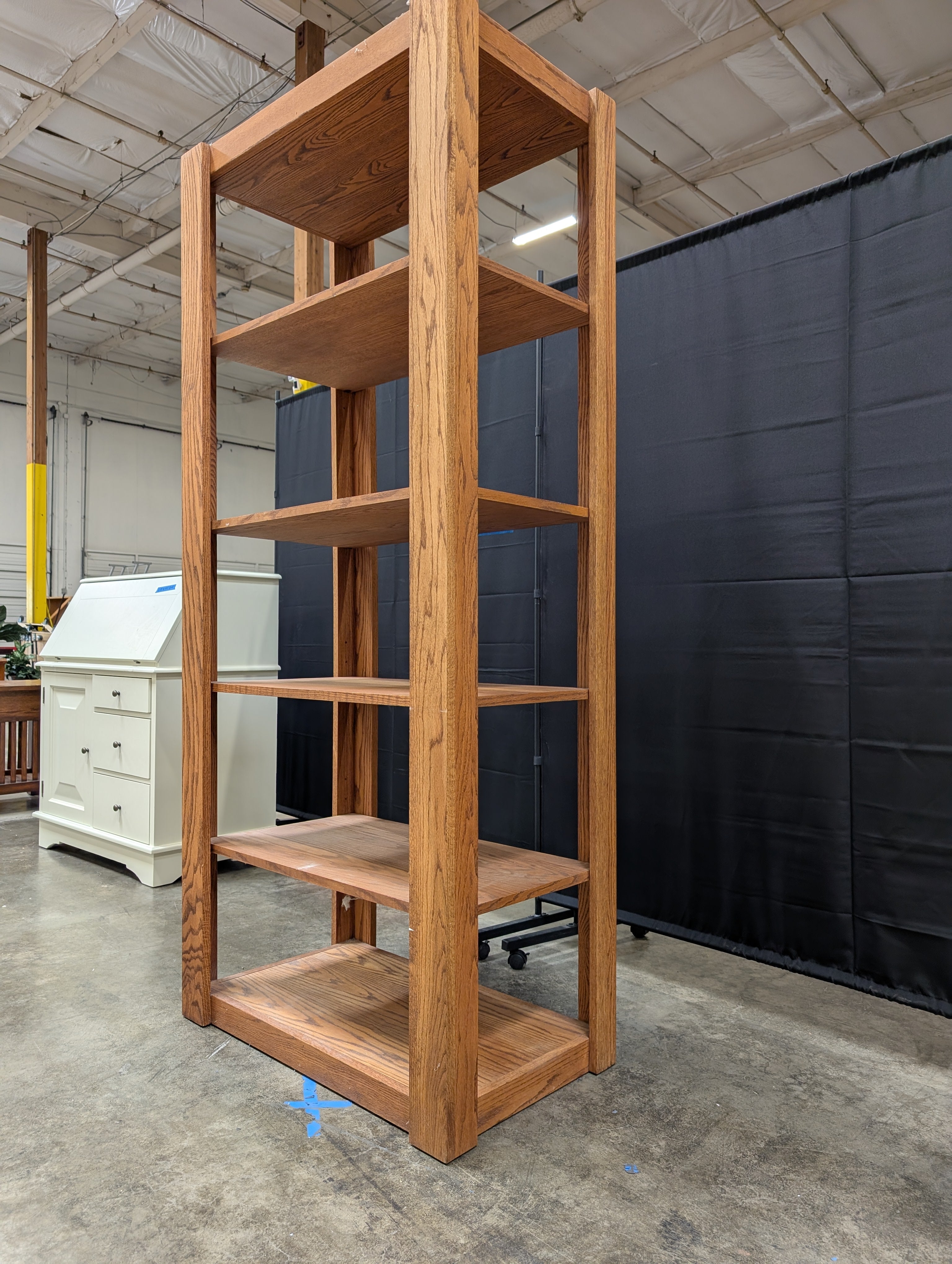 Five-Tier Oak Wood Bookcase in Medium Brown