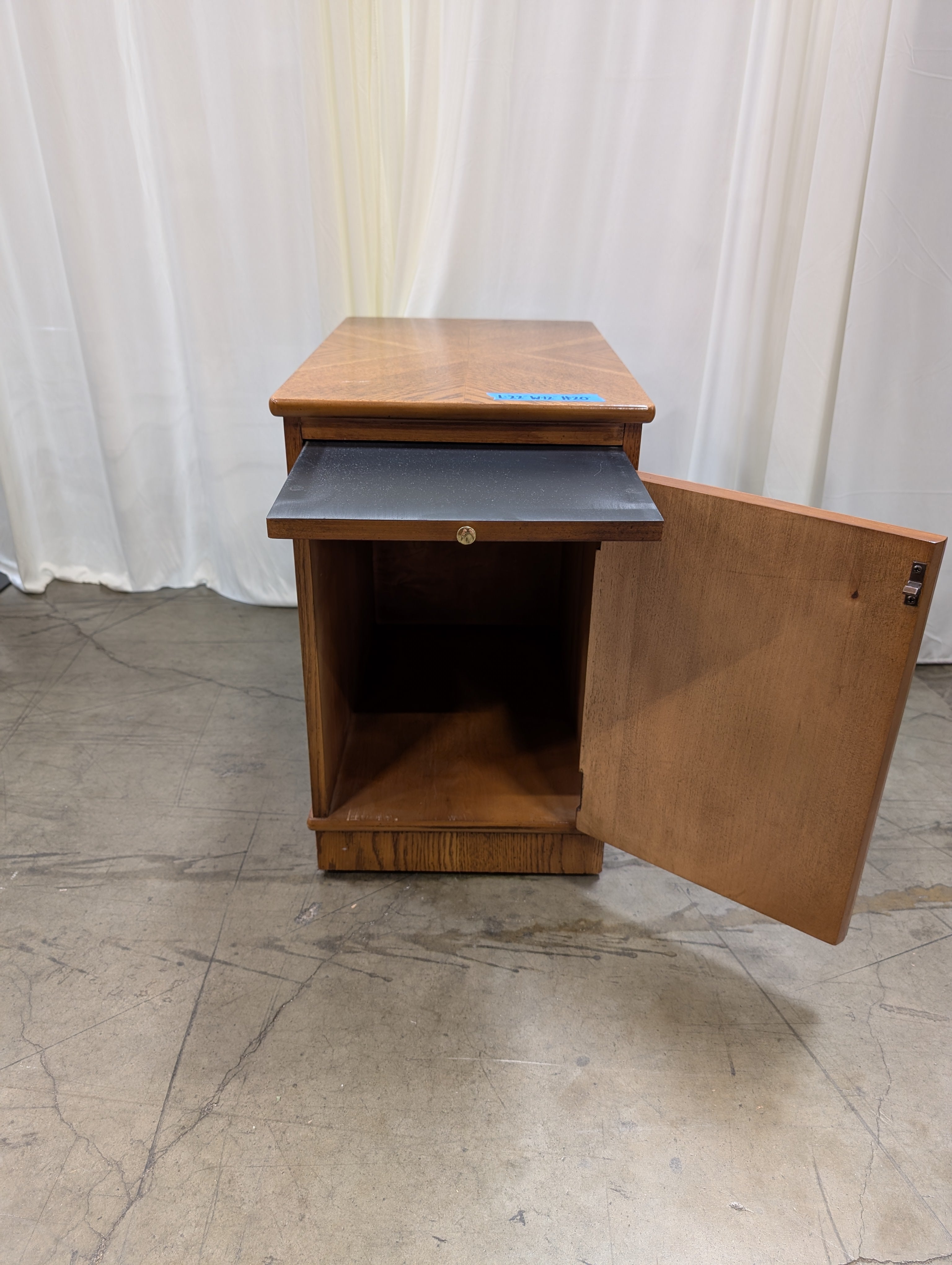 Brown Hardwood End Table with Magazine Rack