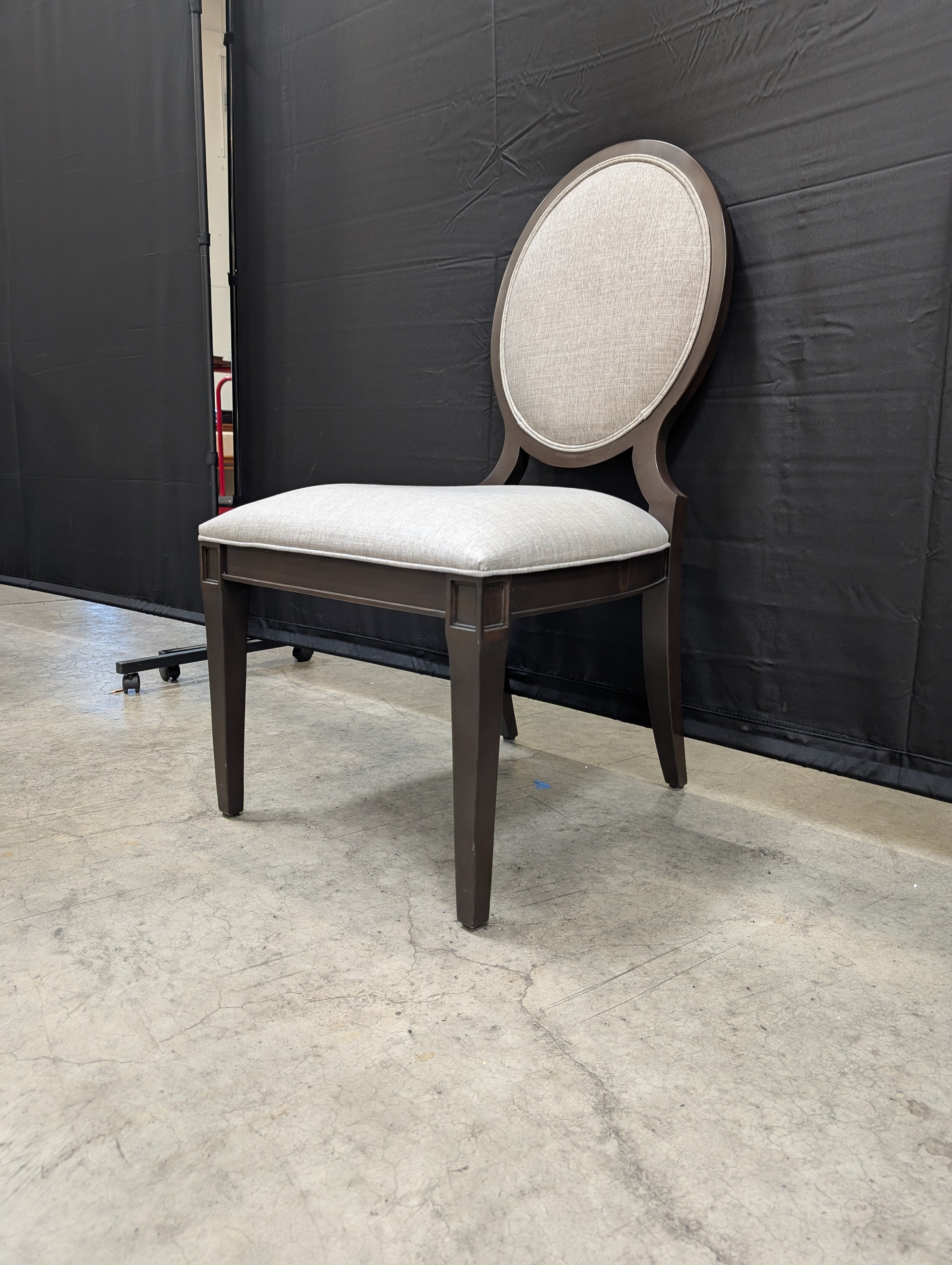 ETHAN ALLEN Dark Wood Dining Set with Six Upholstered Chairs