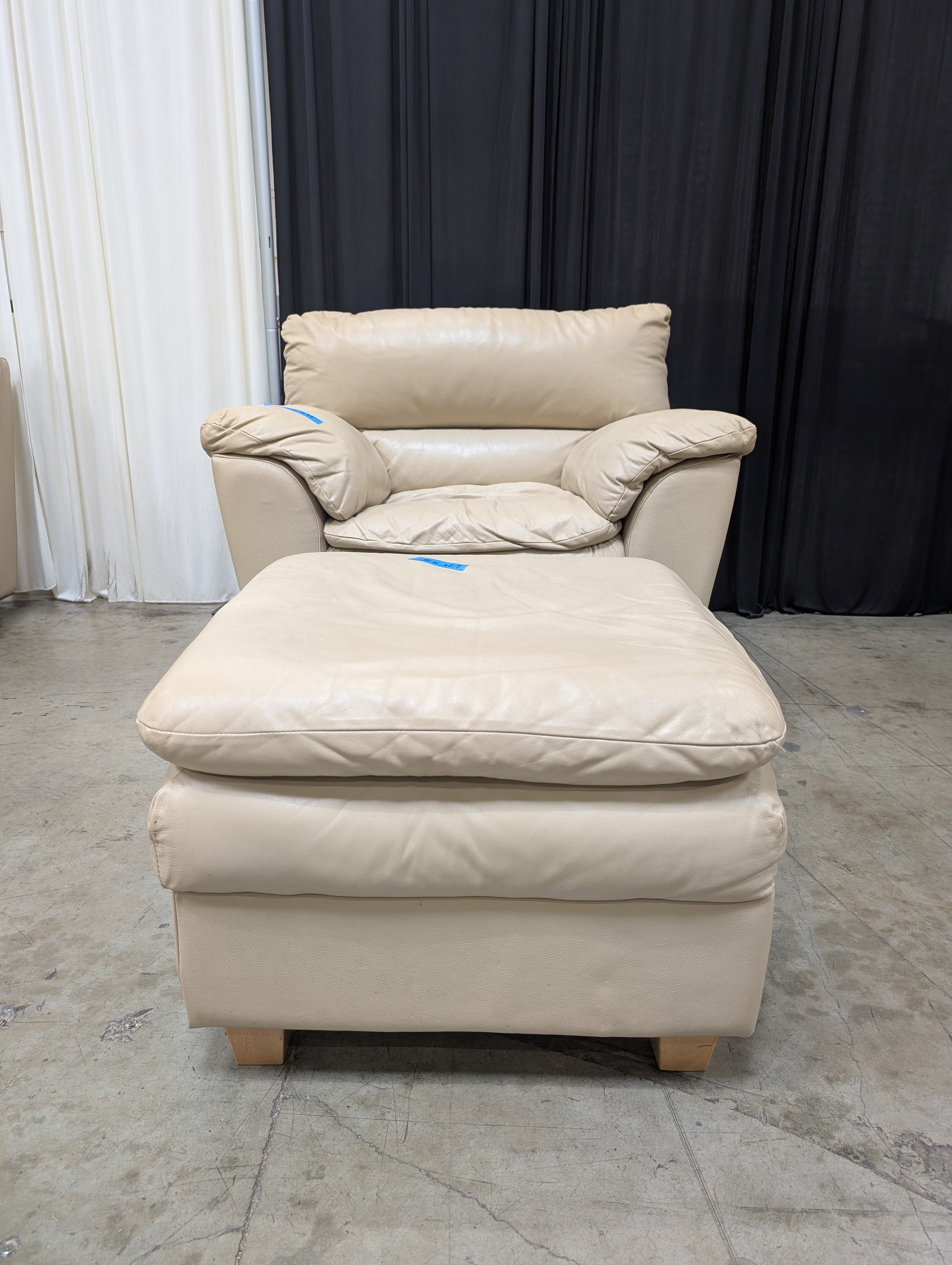 Plush Cream Armchair with Matching Ottoman