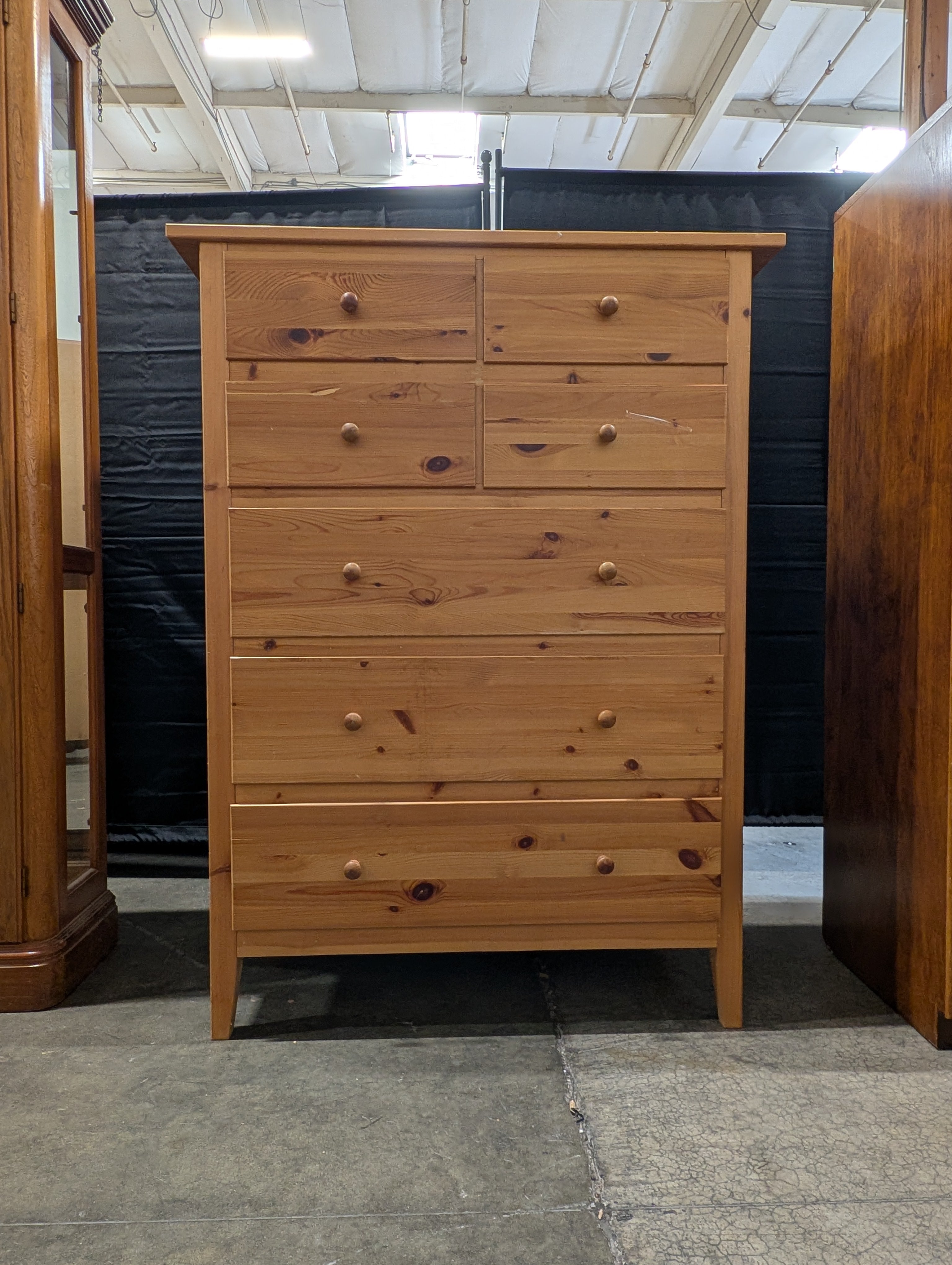 Rustic Pine Seven-Drawer Dresser