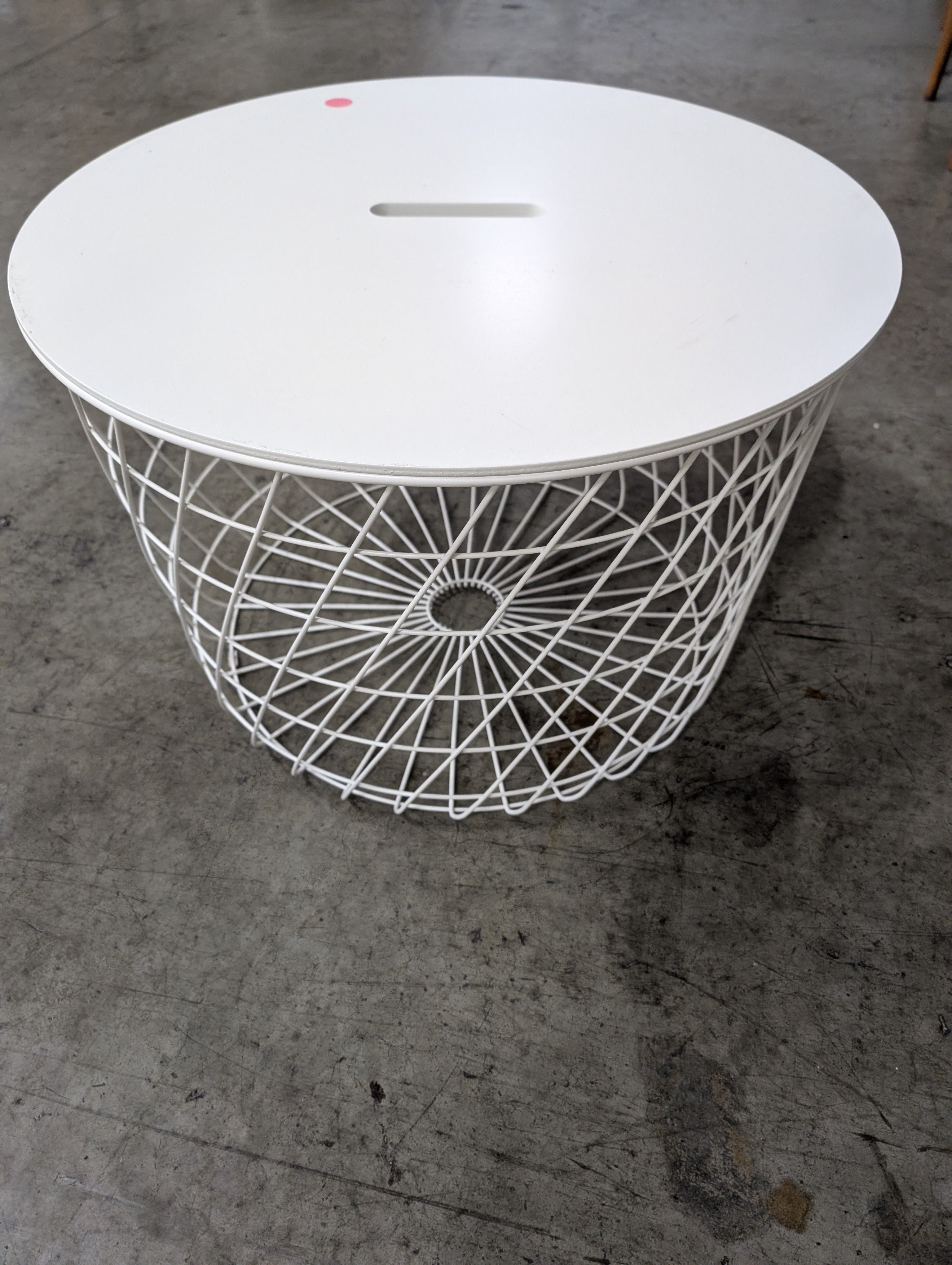Modern White Wire Storage Ottoman