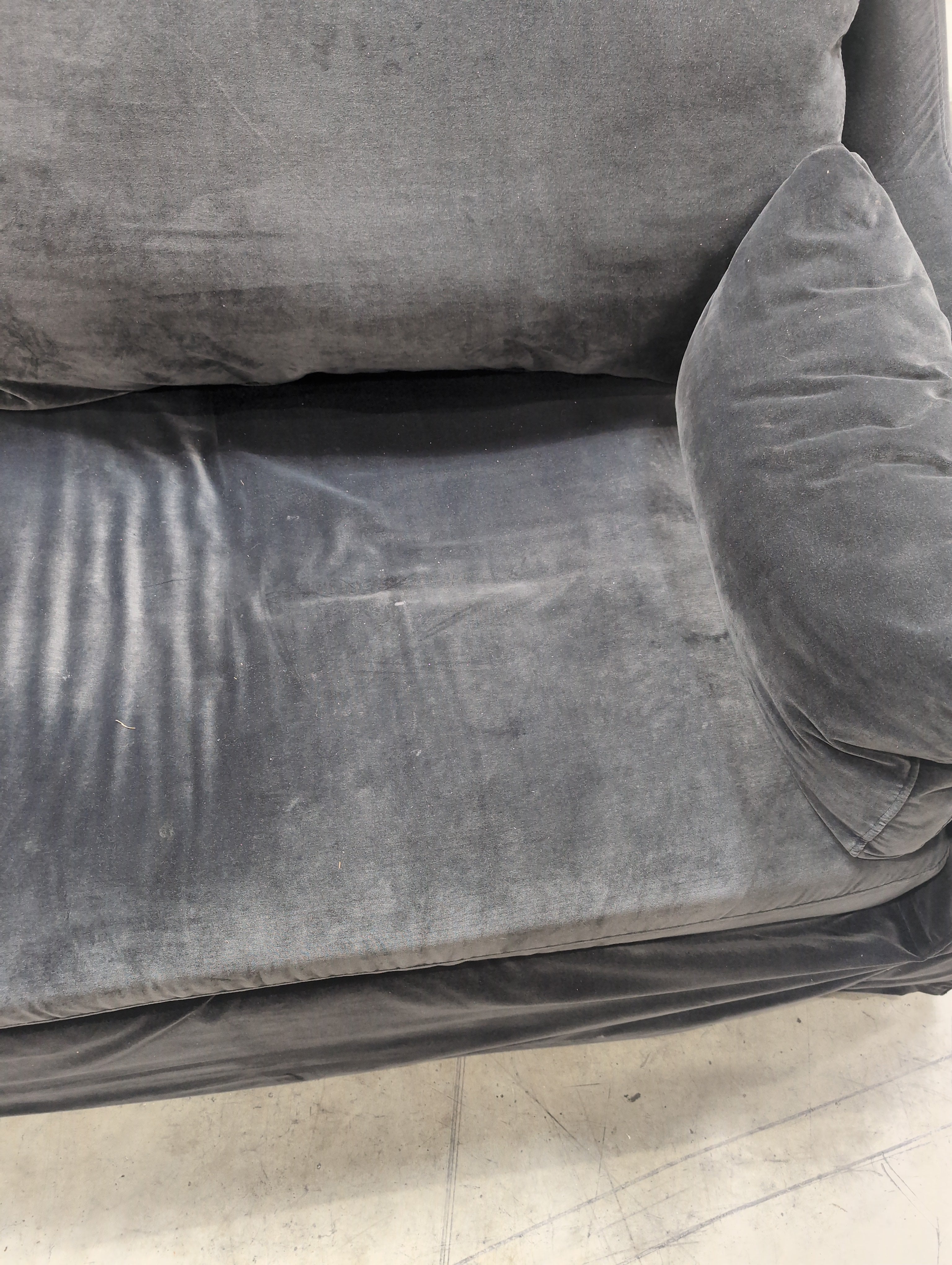 Dark Gray Velvet Skirted Couch