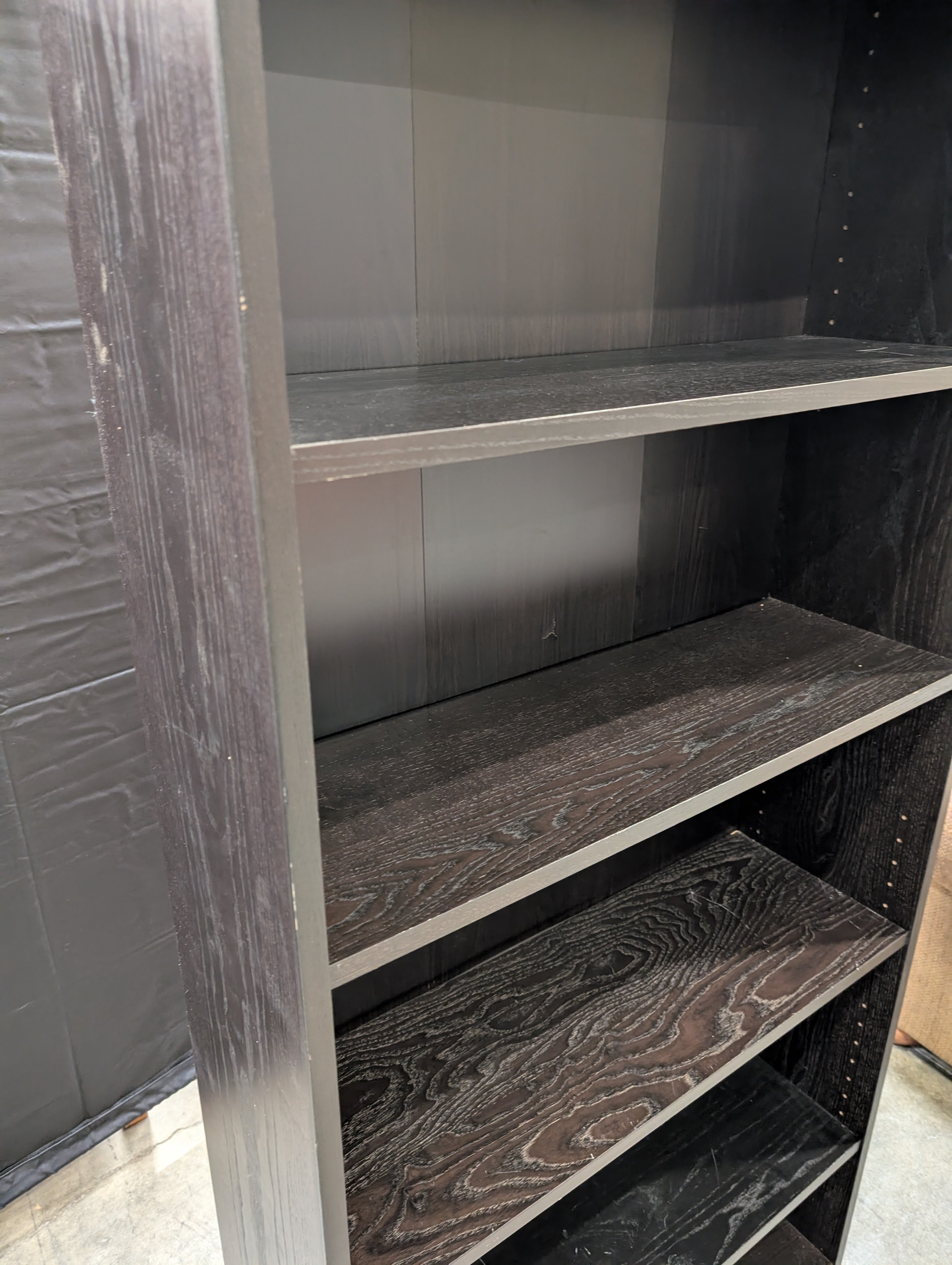 Versatile Dark Wood Grain Bookcase with Adjustable Shelves