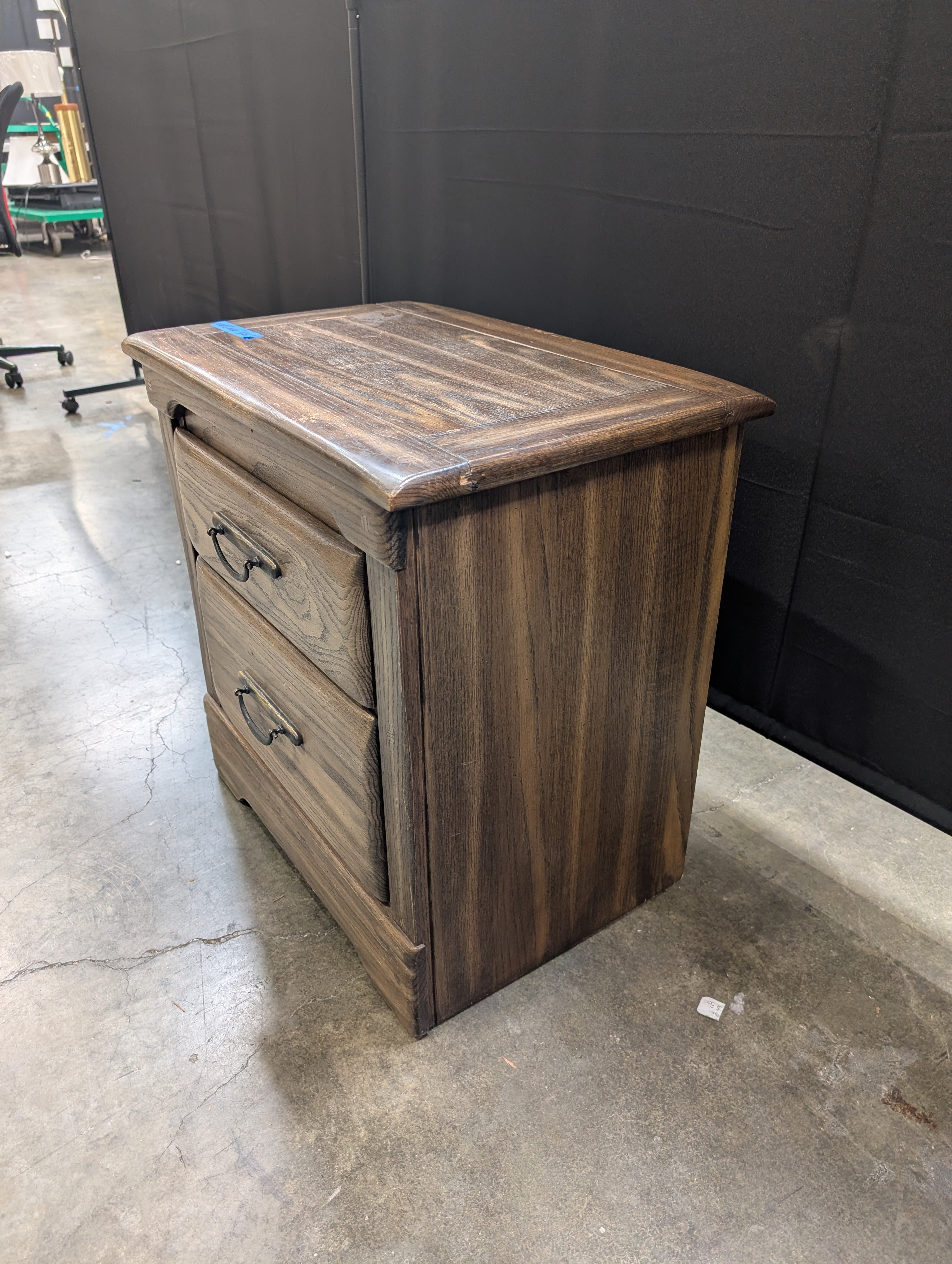 Harrison Two-Drawer Nightstand in Rustic Wood