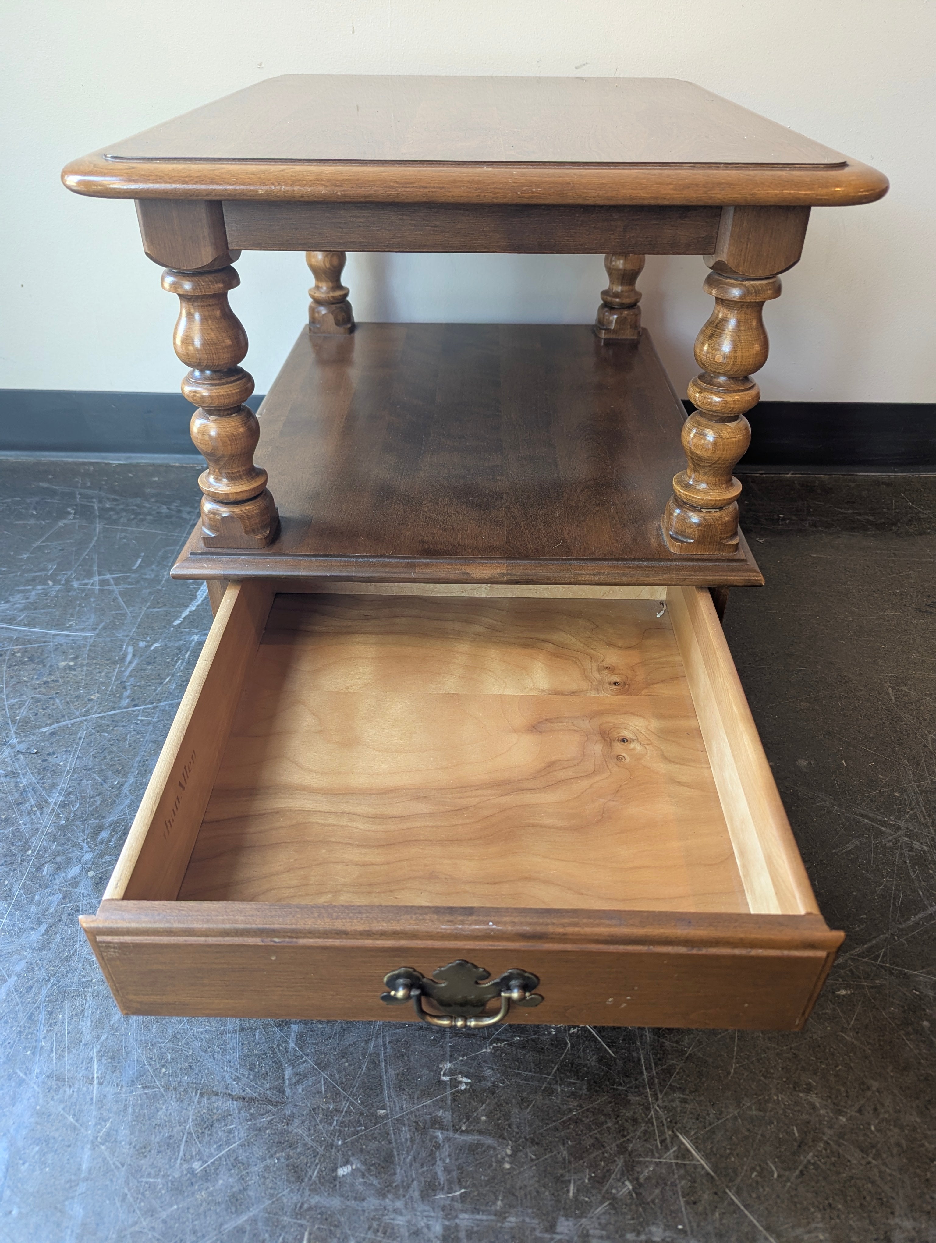 Rustic Hardwood Coffee Table with Turned Legs