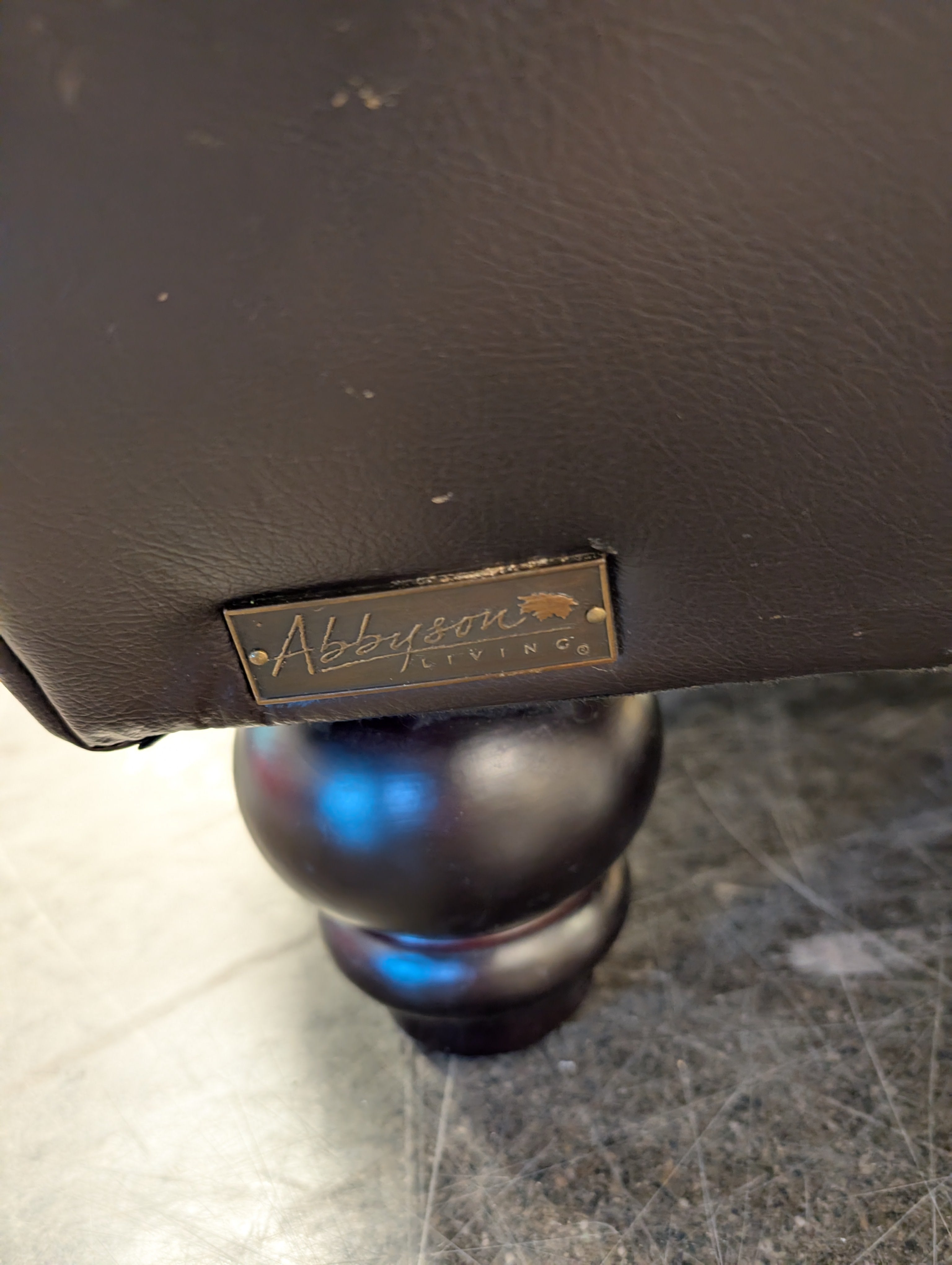 Dark Brown Three-Seat Reclining Sofa with Nailhead Trim