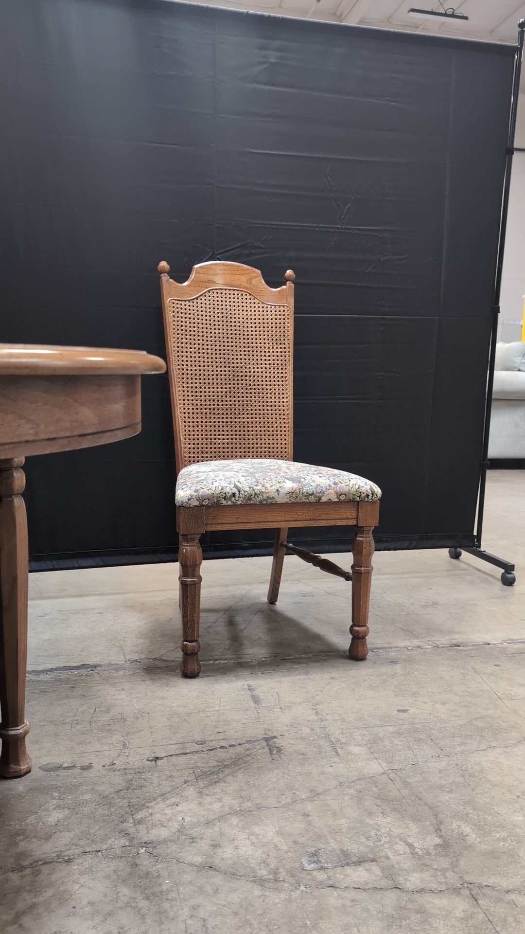 Traditional Oval Wood Dining Table with Six Cane Back Chairs