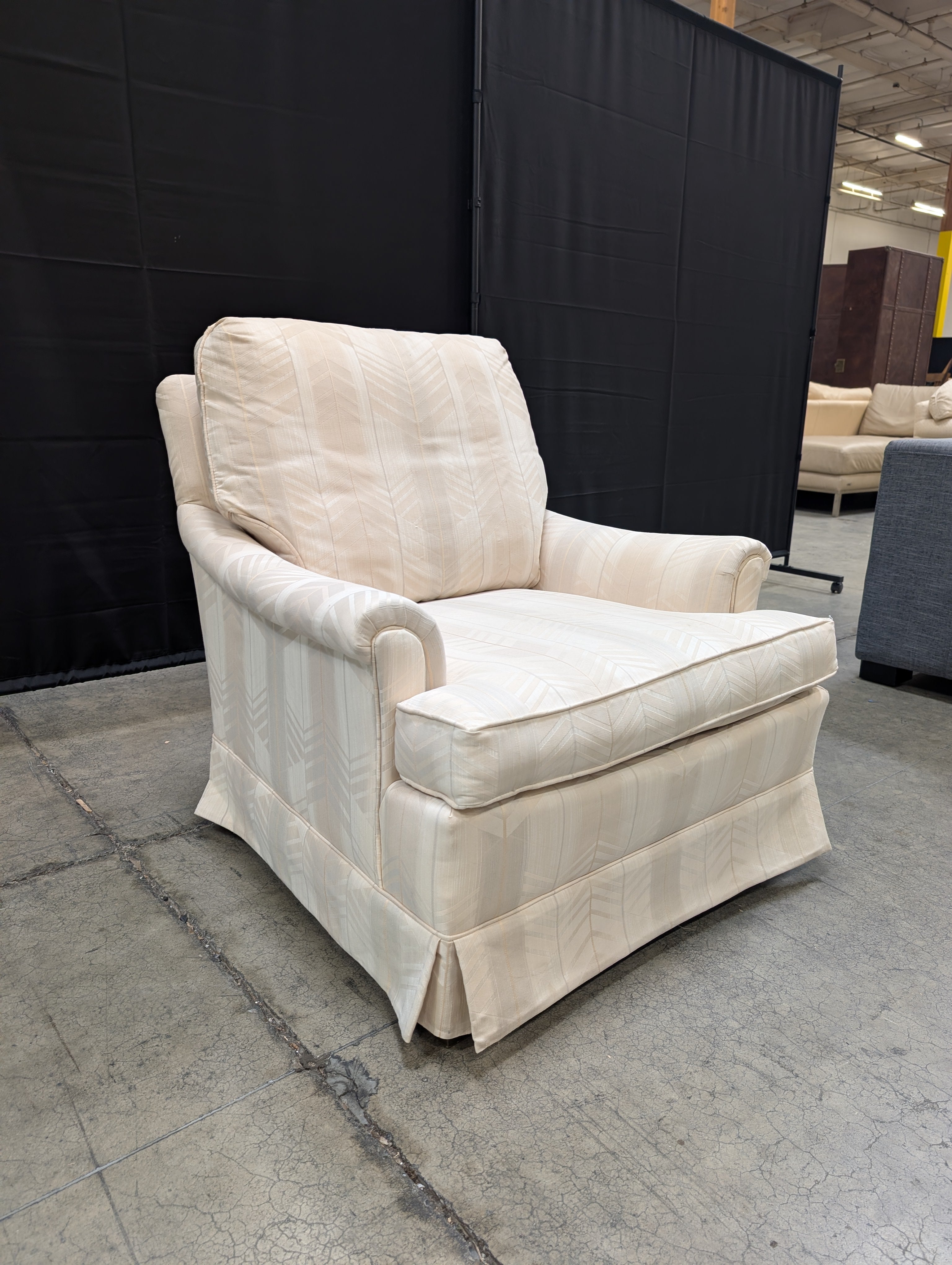 Upholstered Club Chair with Geometric Pattern