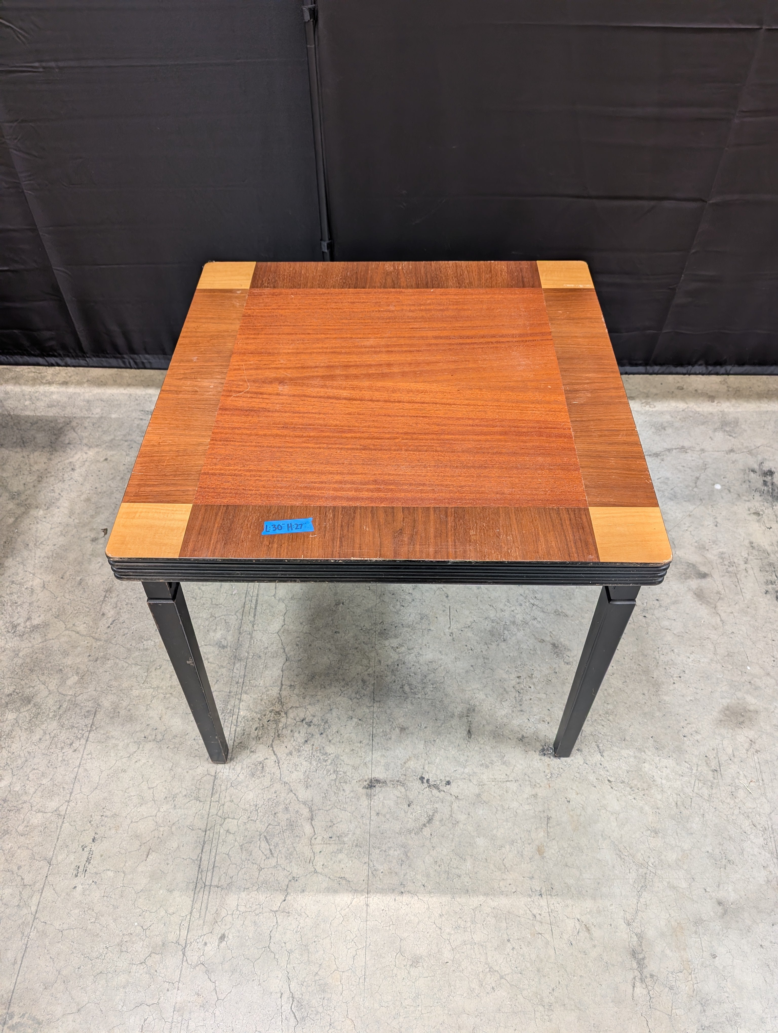 Square Mid-Century Card Table with Inlaid Top
