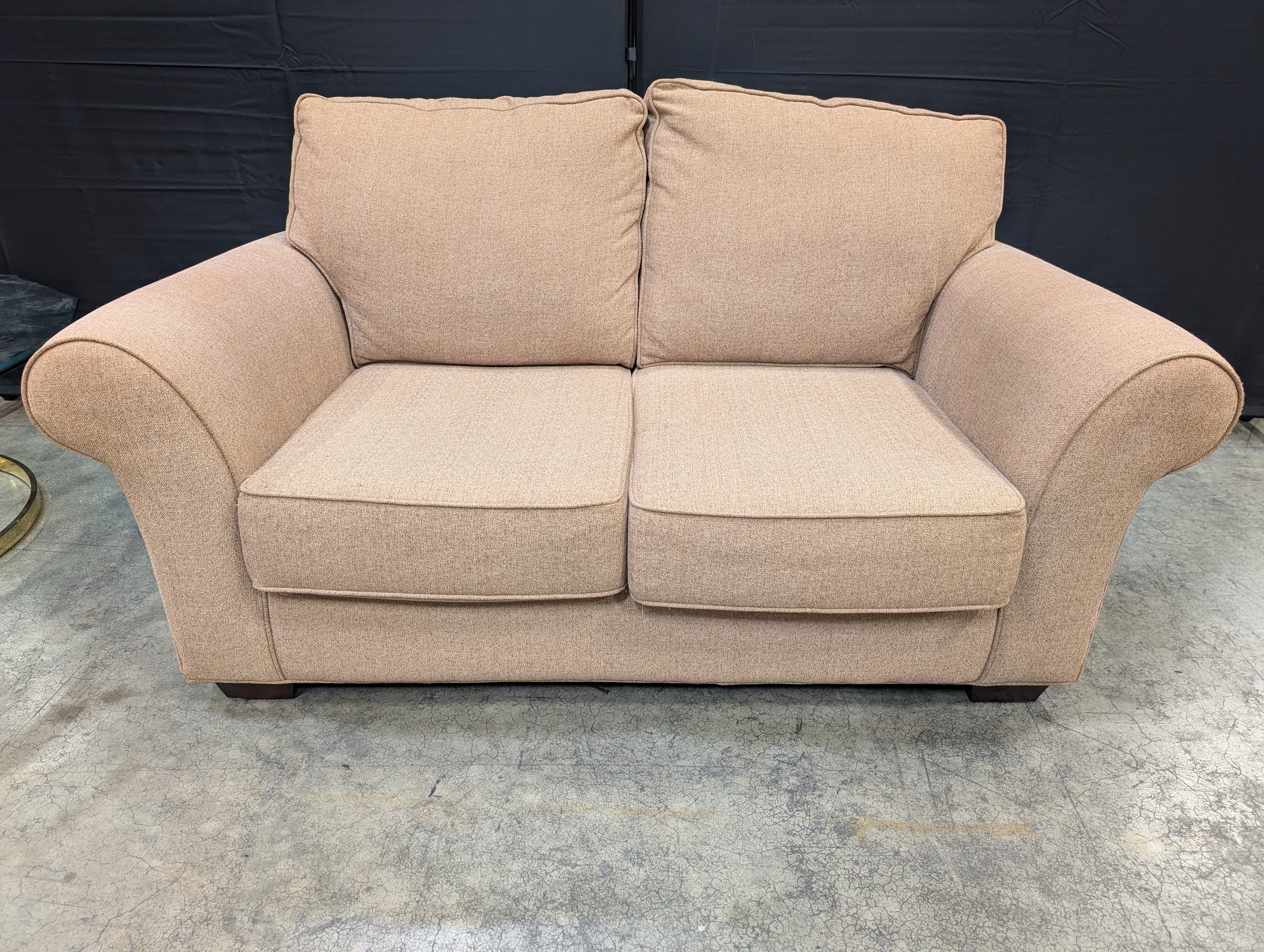 Thomasville Neutral Fabric Two-Seater Sofa with Rolled Arms
