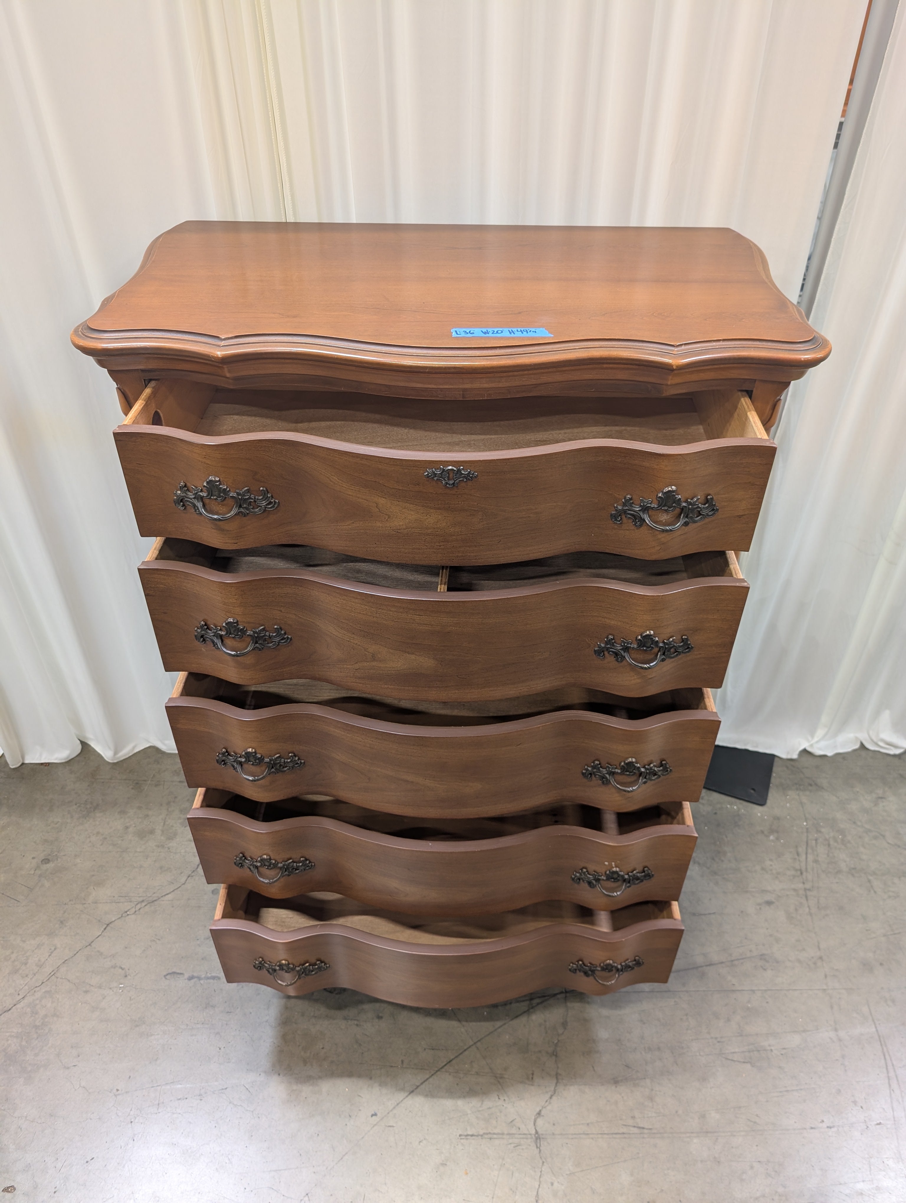 French Provincial Five-Drawer Dresser with Ornate Hardware